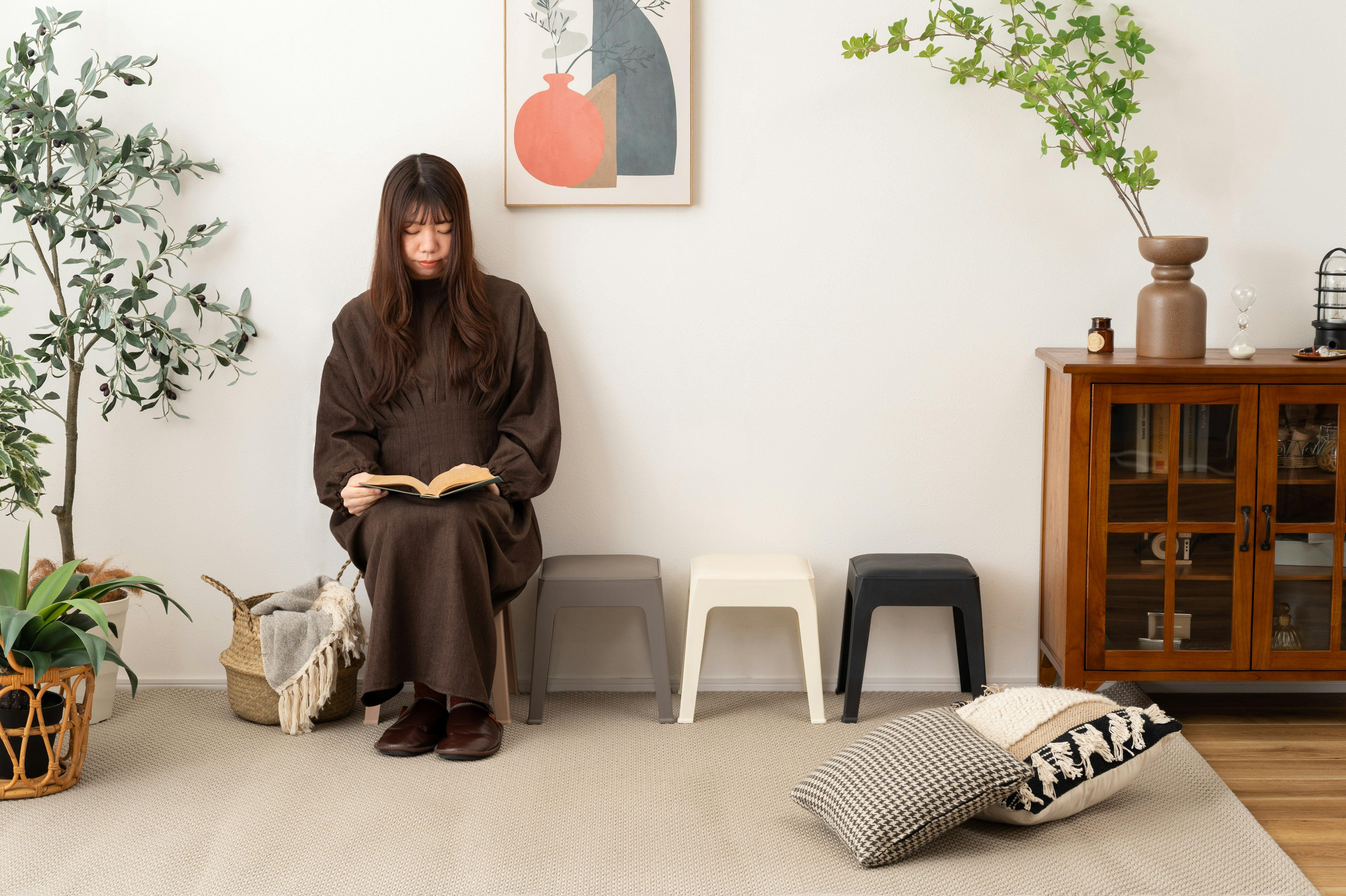 Room Essence スツール W30.5×D30.5×H31 アイボリー 完成品