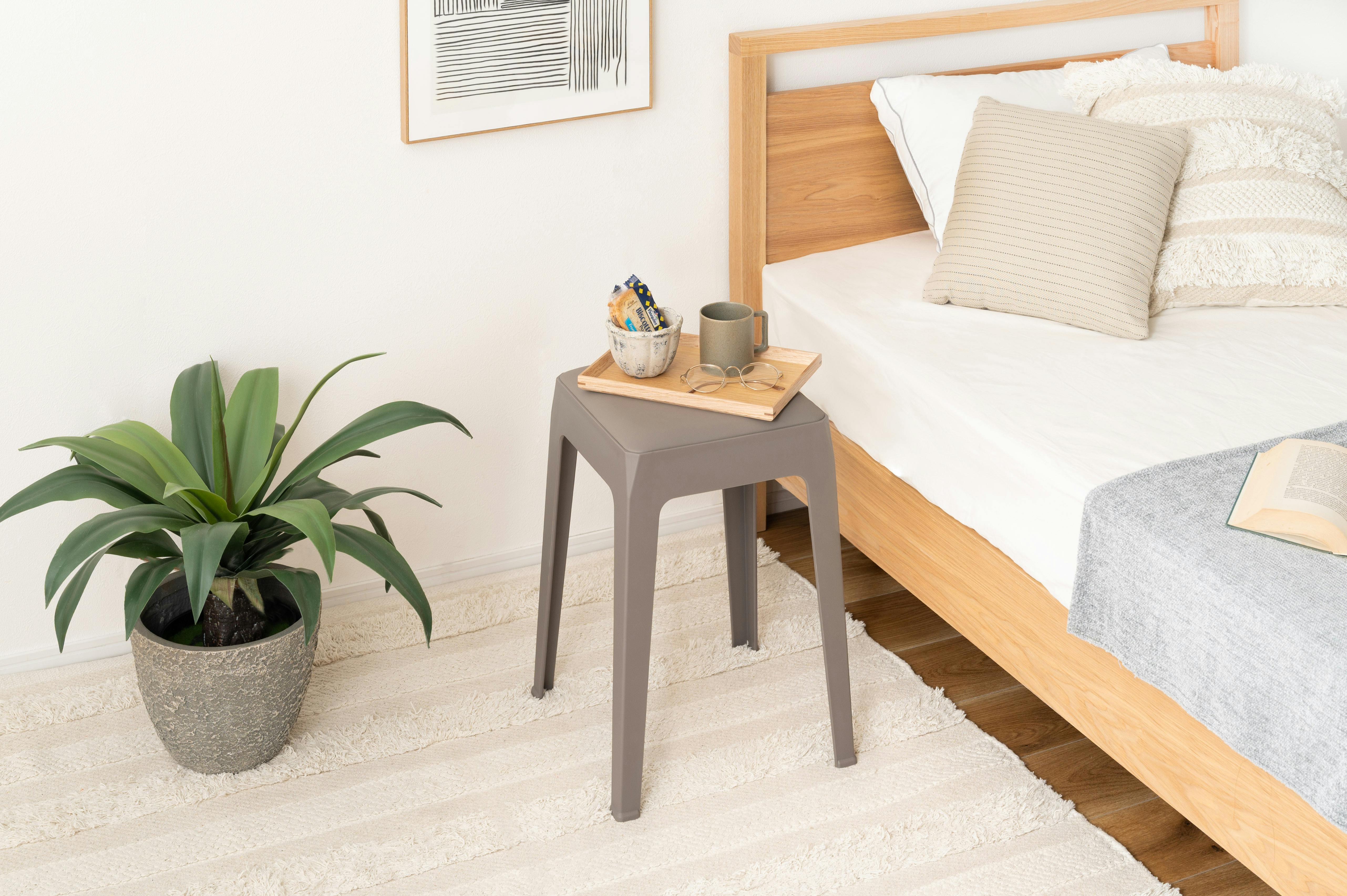 Room Essence スツール W33×D33×H46 グレー 完成品 スタッキング
