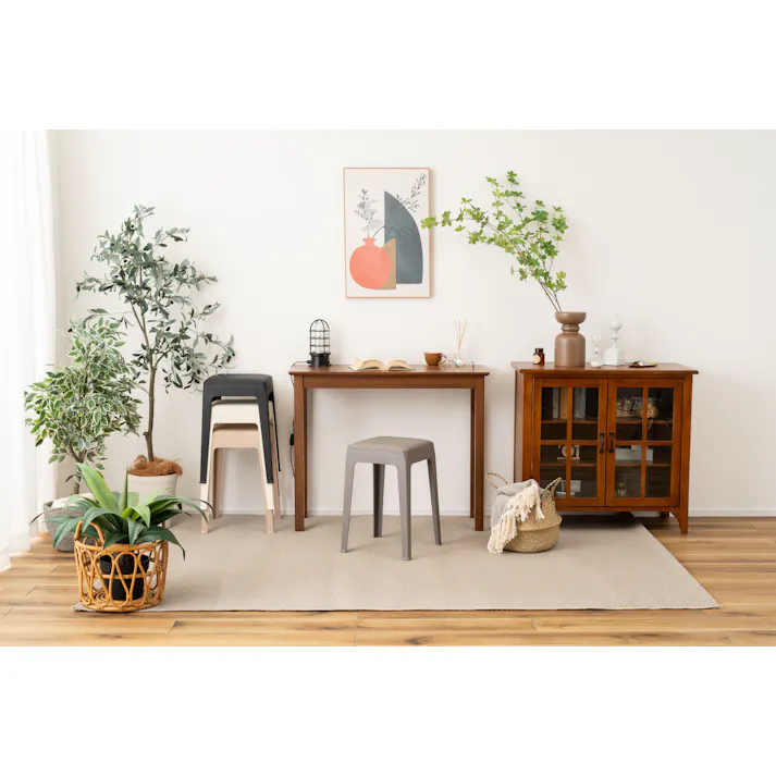 Room Essence スツール W33×D33×H46 グレー 完成品 スタッキング 積み重ね チェア 椅子 シンプル 腰掛 ポリプロピレン 背もたれなし 完成品 省スペース 来客用 モダン 椅子 玄関 PC-732GY【別送品】