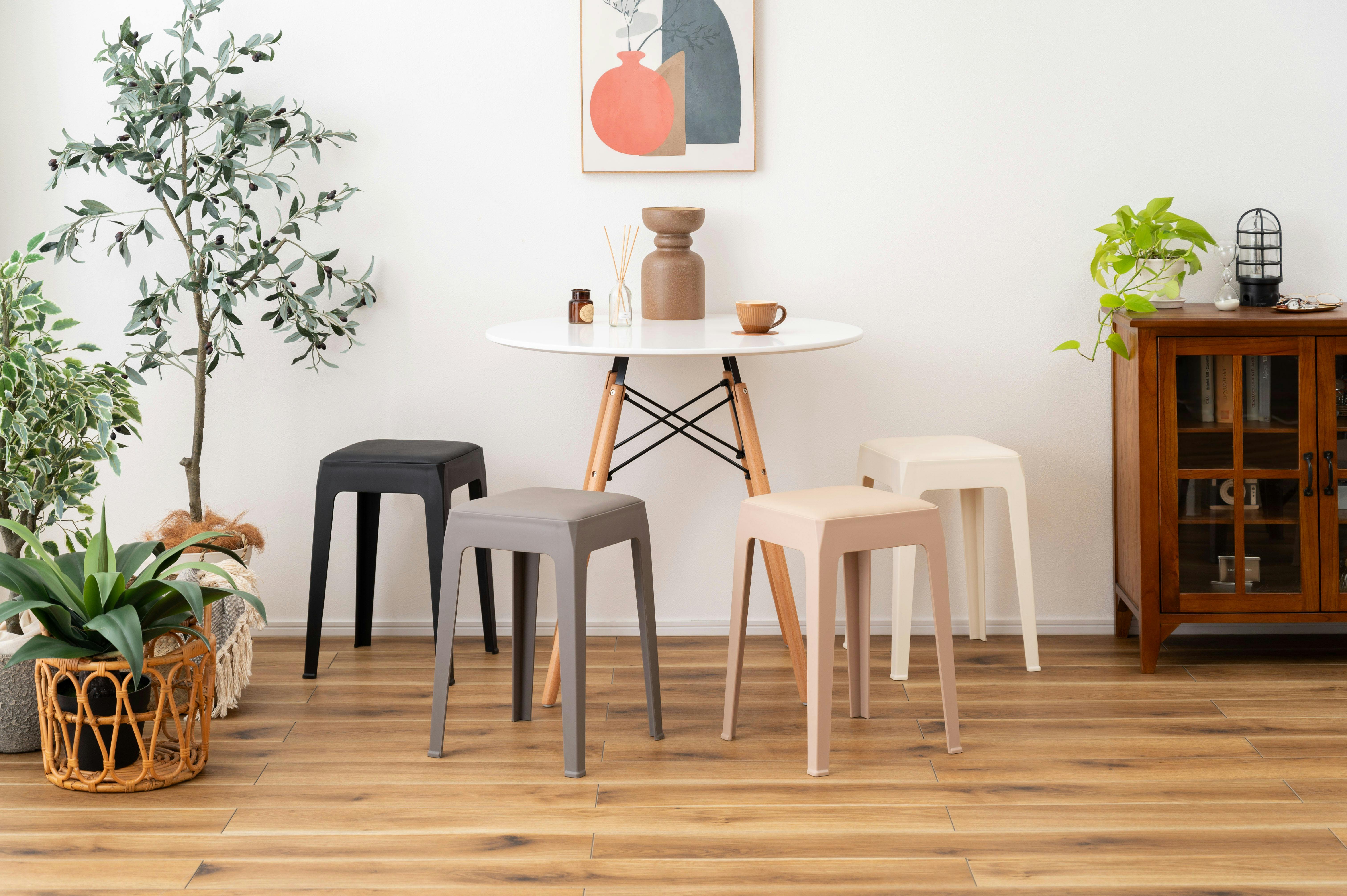 Room Essence スツール W33×D33×H46 グレー 完成品 スタッキング