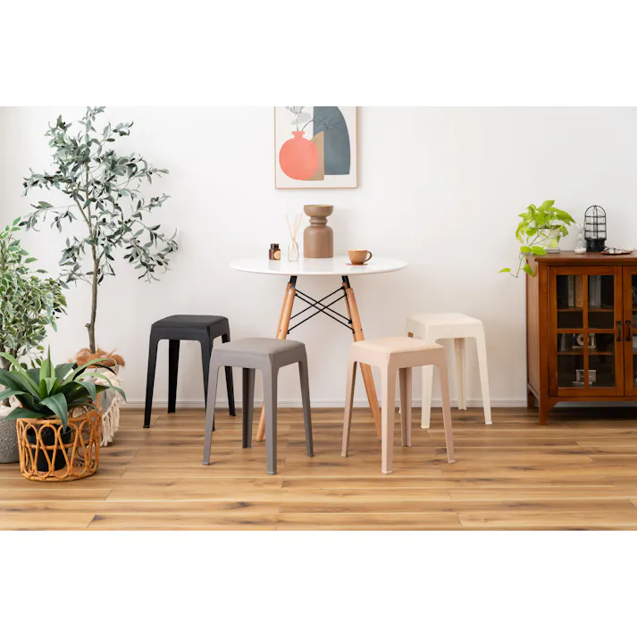 Room Essence スツール W33×D33×H46 グレー 完成品 スタッキング 積み重ね チェア 椅子 シンプル 腰掛 ポリプロピレン 背もたれなし 完成品 省スペース 来客用 モダン 椅子 玄関 PC-732GY【別送品】