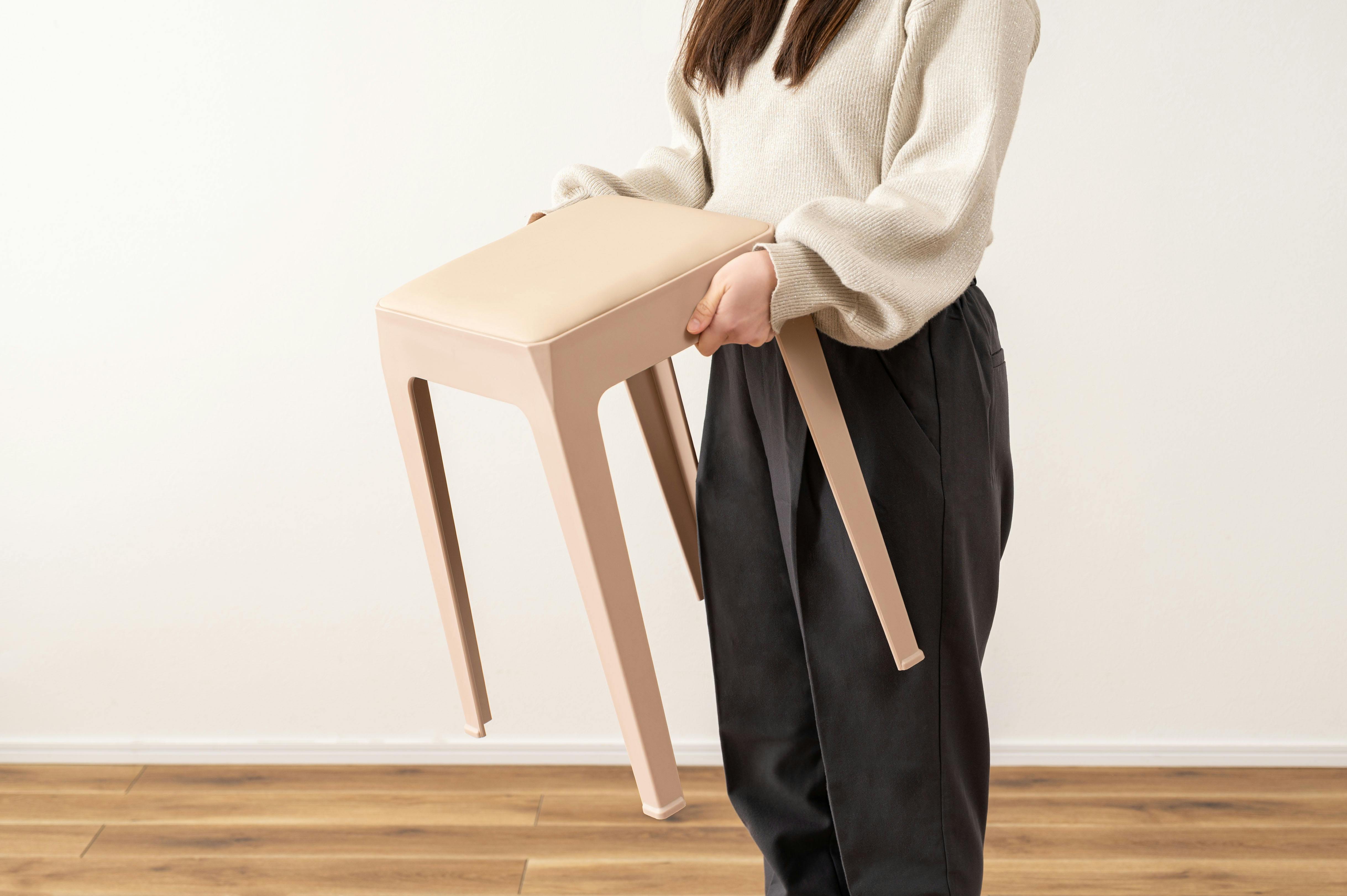 Room Essence スツール W33×D33×H46 ローズベージュ 完成品