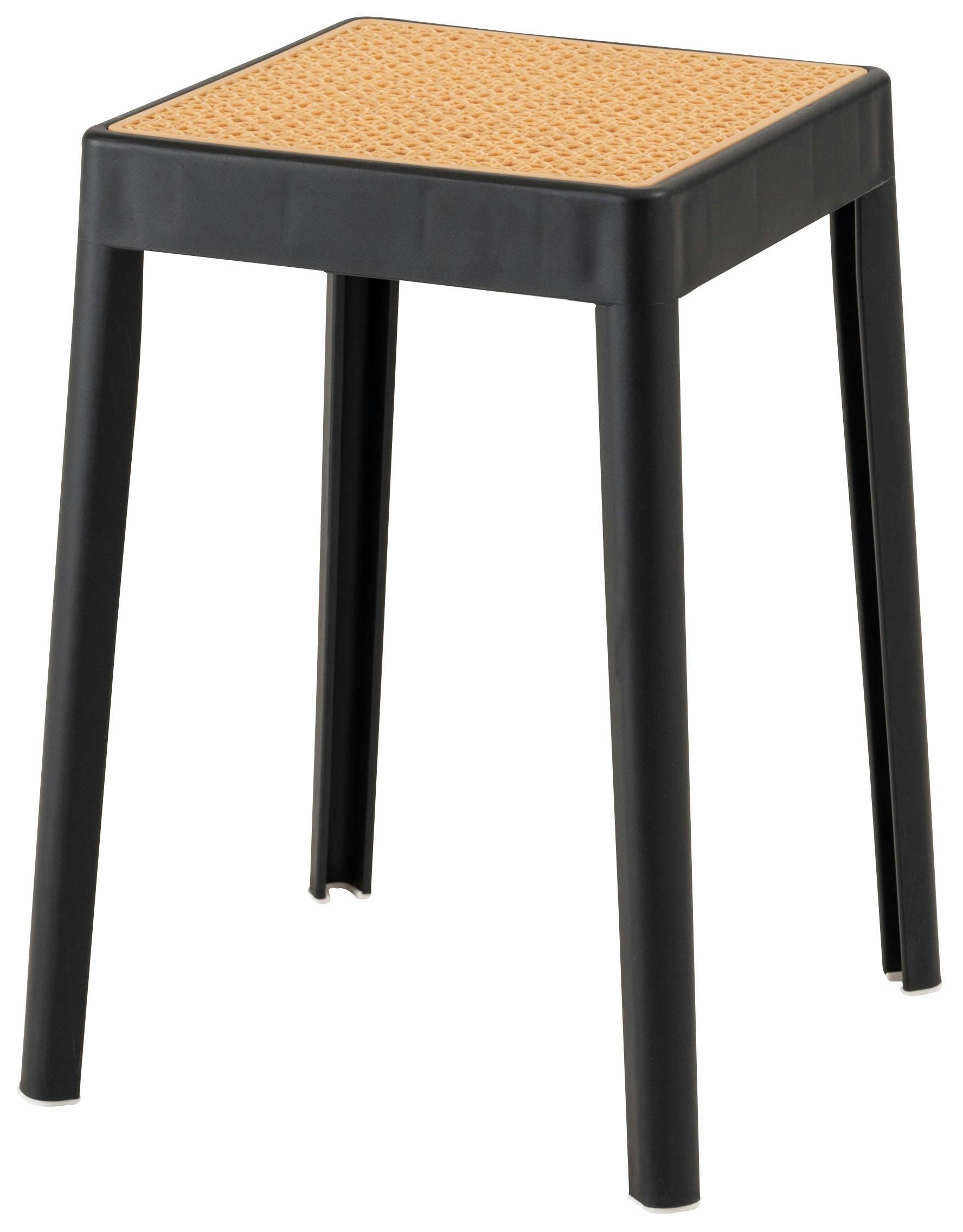 Room Essence スツール W34×D34×H46 ブラック 完成品 スタッキング 積み重ね チェア 椅子 シンプル 腰掛 ポリプロピレン 背もたれなし パイプ椅子
