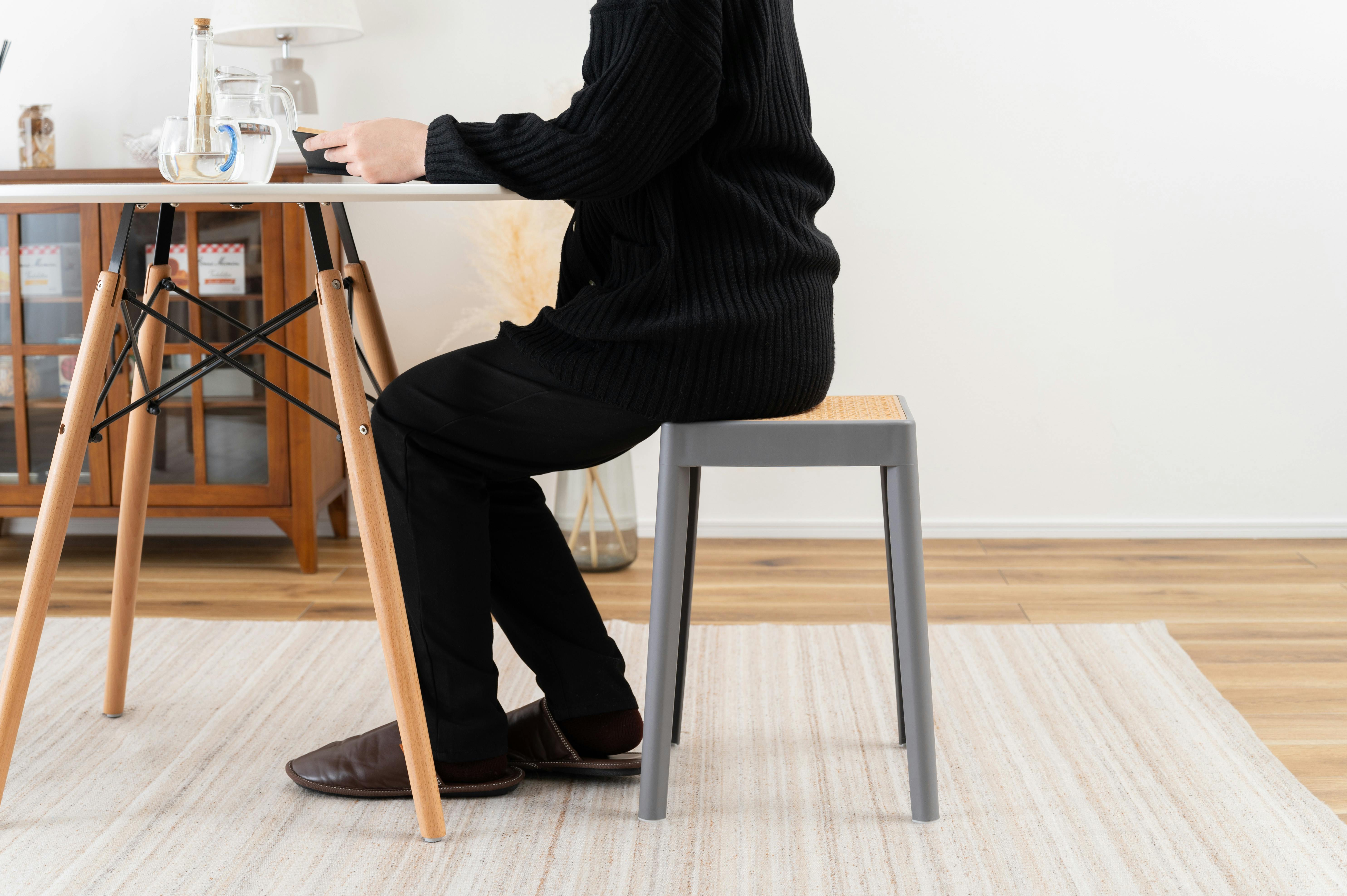 Room Essence スツール W34×D34×H46 グレー 完成品 スタッキング