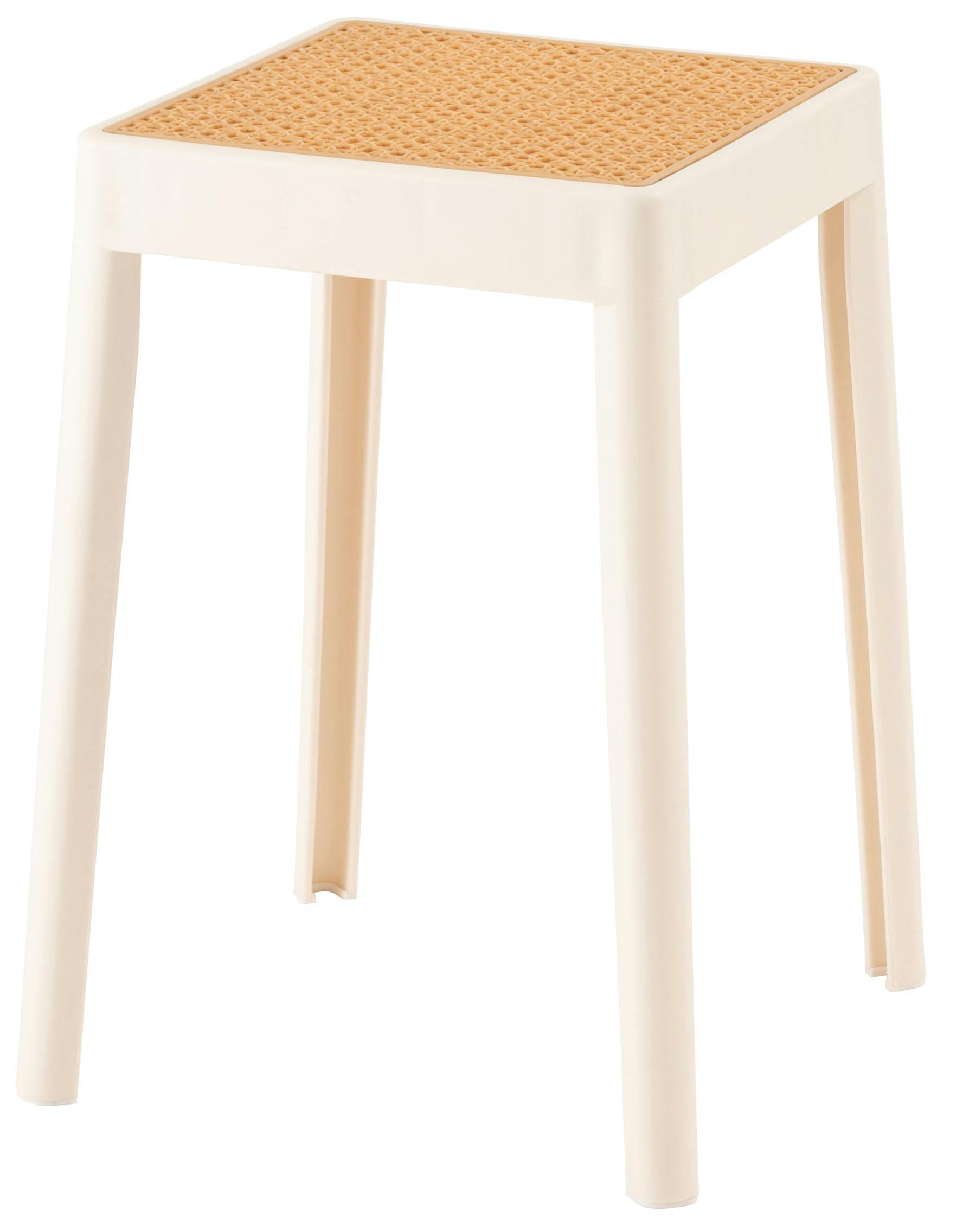 Room Essence スツール W34×D34×H46 ホワイト 完成品 スタッキング 積み重ね チェア 椅子 シンプル 腰掛 ポリプロピレン 背もたれなし パイプ椅子