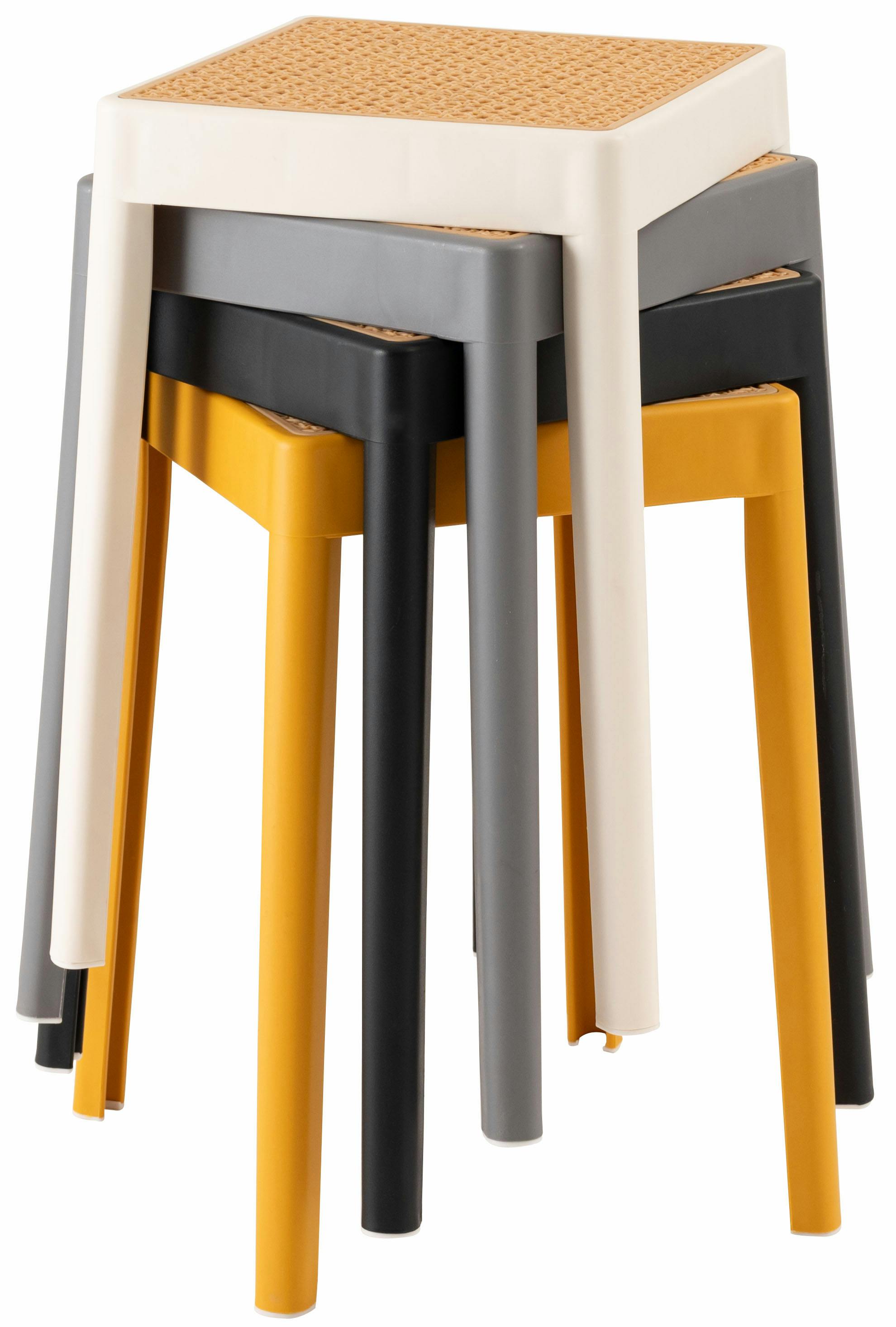 Room Essence スツール W34×D34×H46 ホワイト 完成品 スタッキング