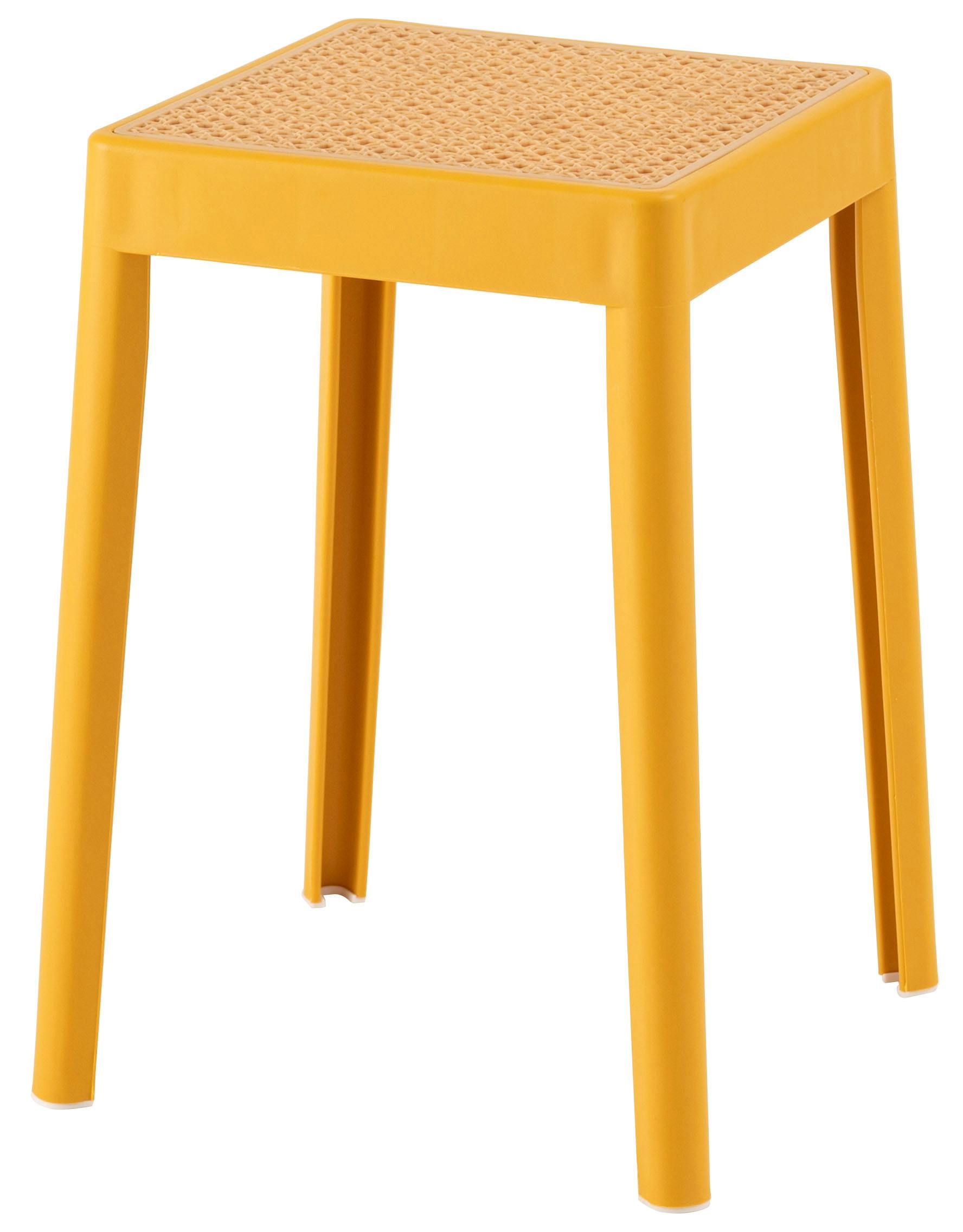 Room Essence スツール W34×D34×H46 イエロー 完成品 スタッキング 積み重ね チェア 椅子 シンプル 腰掛 ポリプロピレン 背もたれなし パイプ椅子