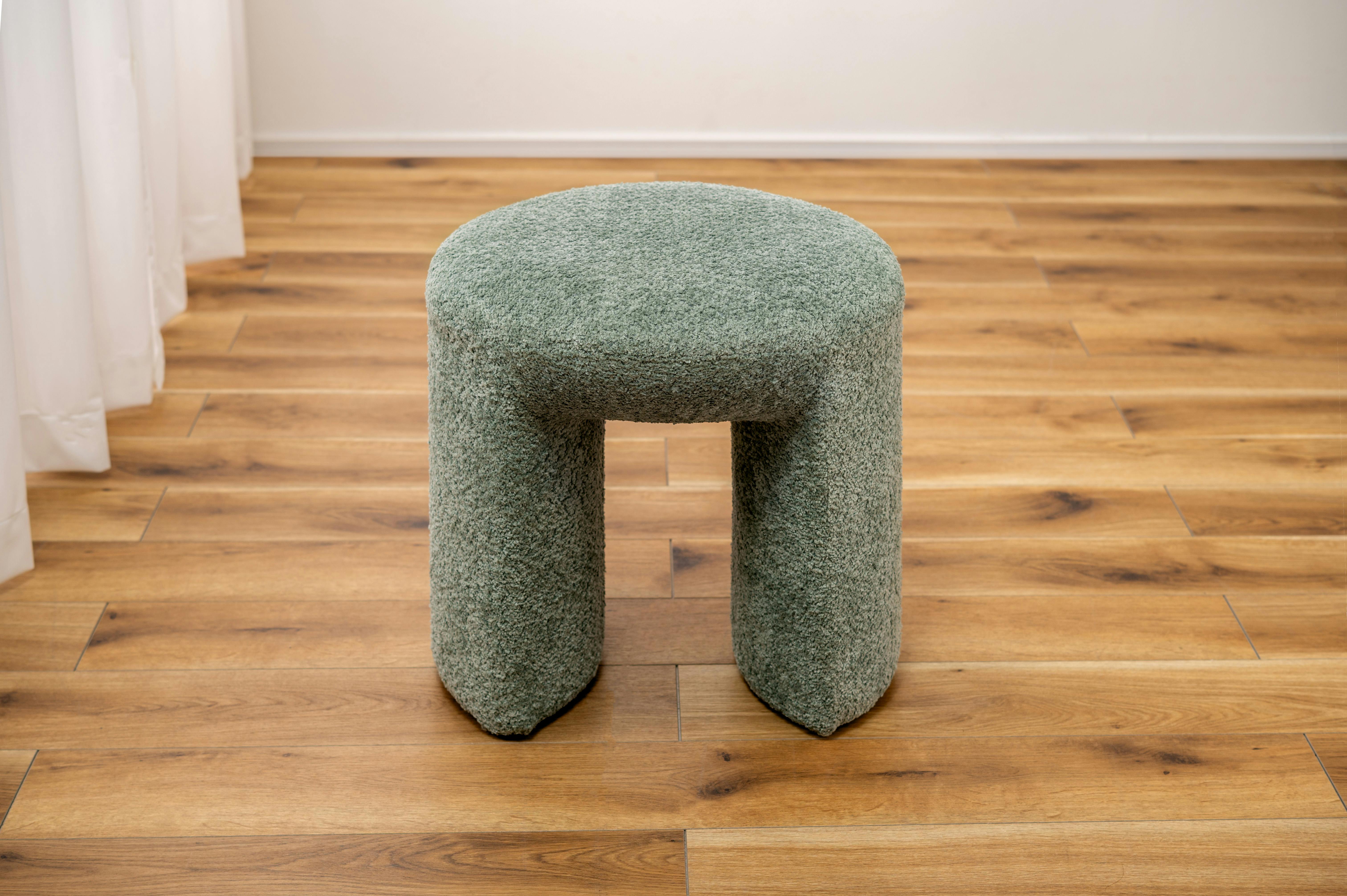 Room Essence スツール W47×D47×H46 グリーン 完成品 丸椅子 ラウンド