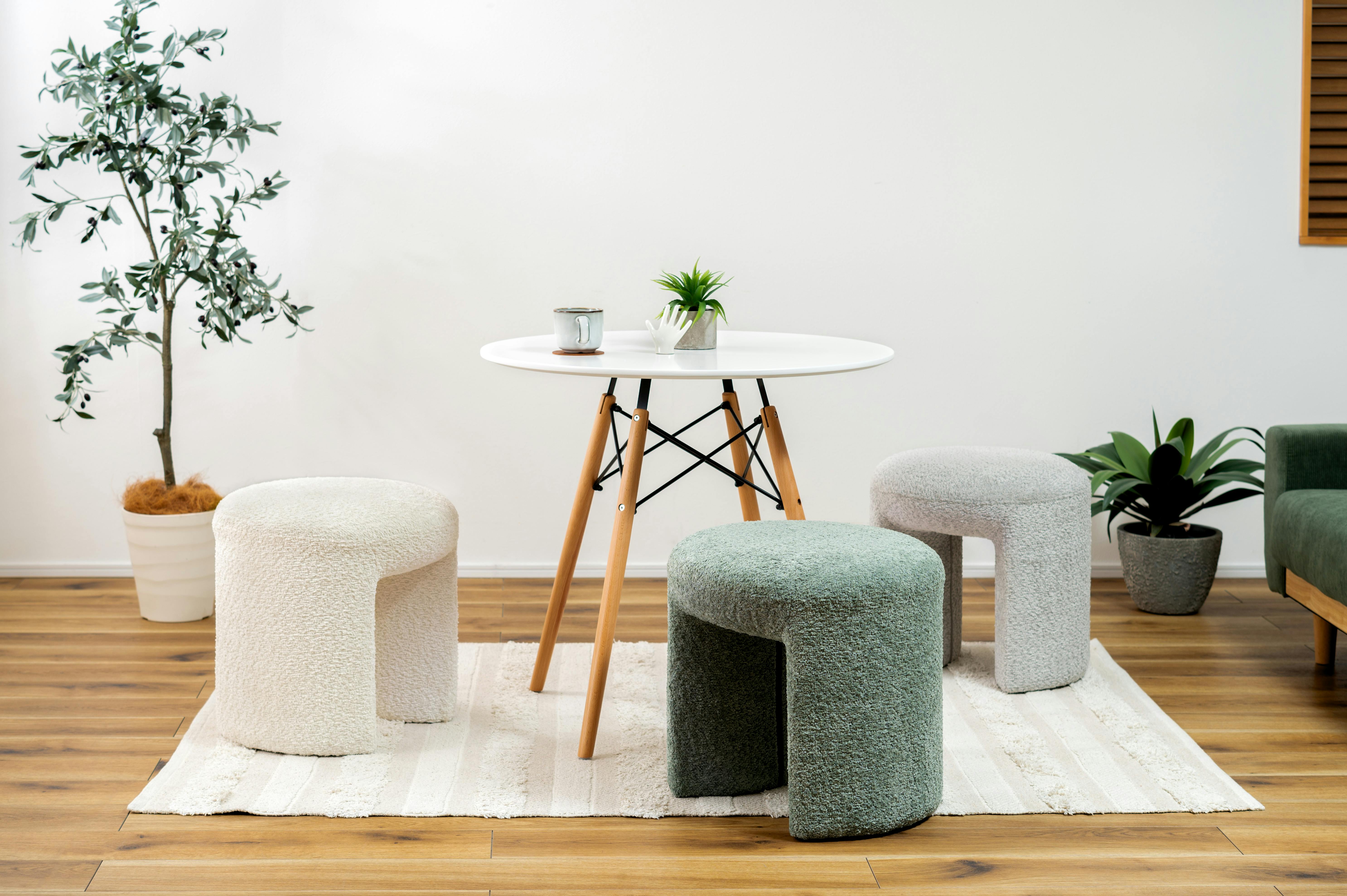 Room Essence スツール W47×D47×H46 グレー 完成品 丸椅子 ラウンド