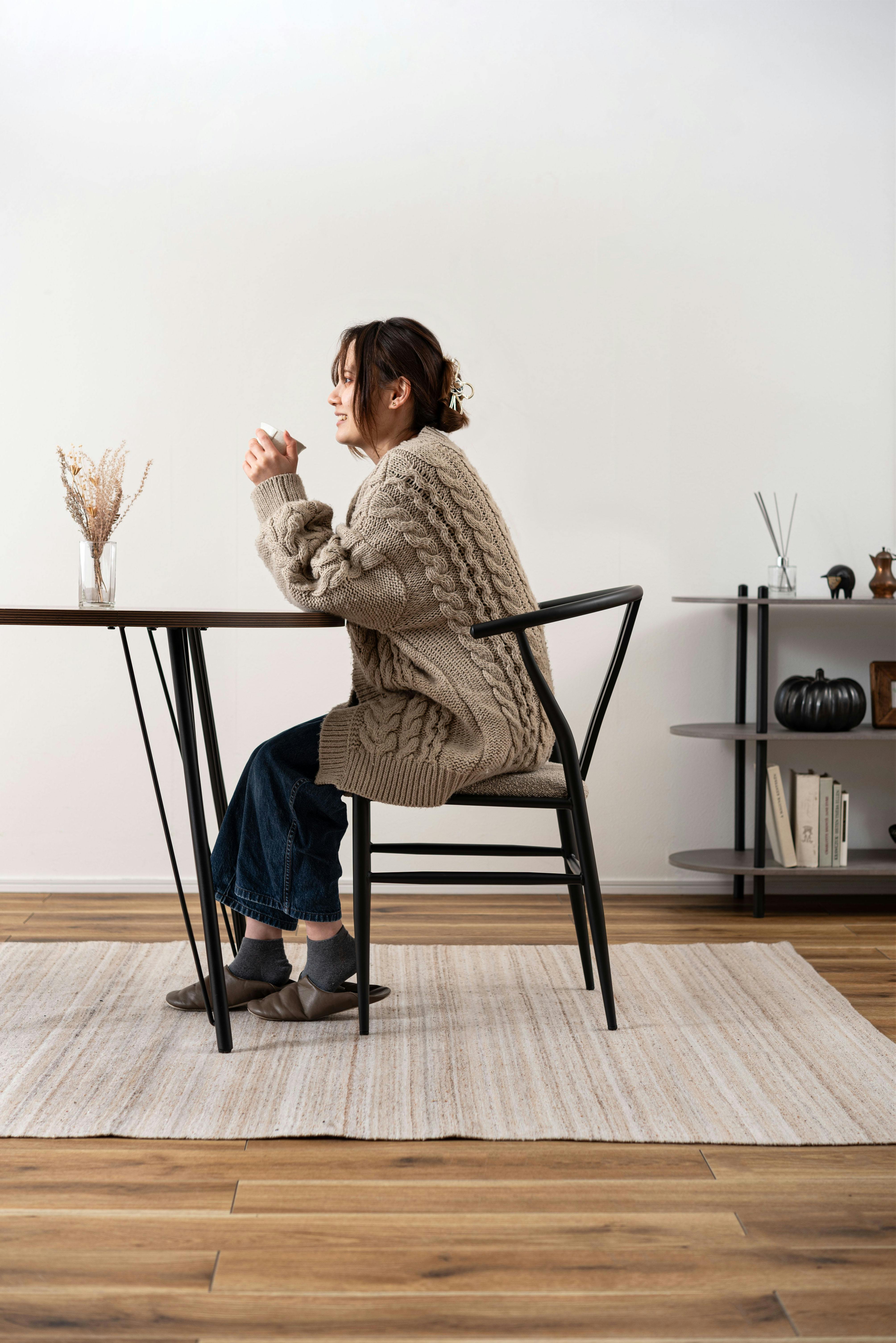 Room Essence チェア W54×D54×H76.5×SH45 ライトグレー 完成品 イス