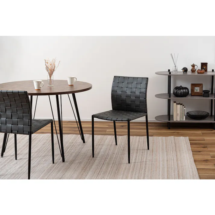 Room Essence チェア W43×D52×H80.5×SH45 ダークグレー 完成品 イス 椅子 ダイニング リビング シンプル モダン おしゃれ アイアン レザー 合皮 PC-822DGY【別送品】