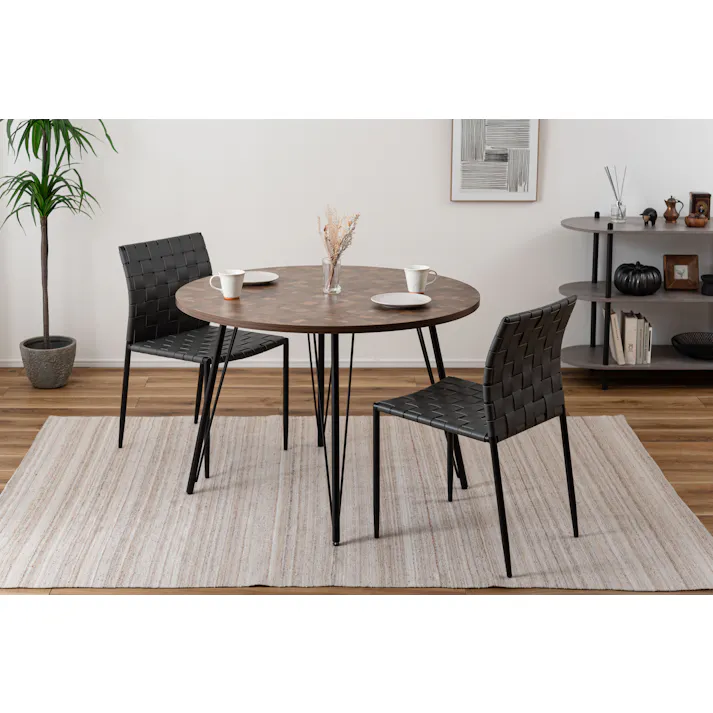 Room Essence チェア W43×D52×H80.5×SH45 ダークグレー 完成品 イス 椅子 ダイニング リビング シンプル モダン おしゃれ アイアン レザー 合皮 PC-822DGY【別送品】