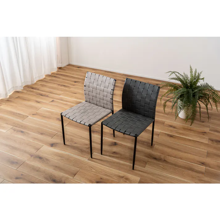 Room Essence チェア W43×D52×H80.5×SH45 ダークグレー 完成品 イス 椅子 ダイニング リビング シンプル モダン おしゃれ アイアン レザー 合皮 PC-822DGY【別送品】