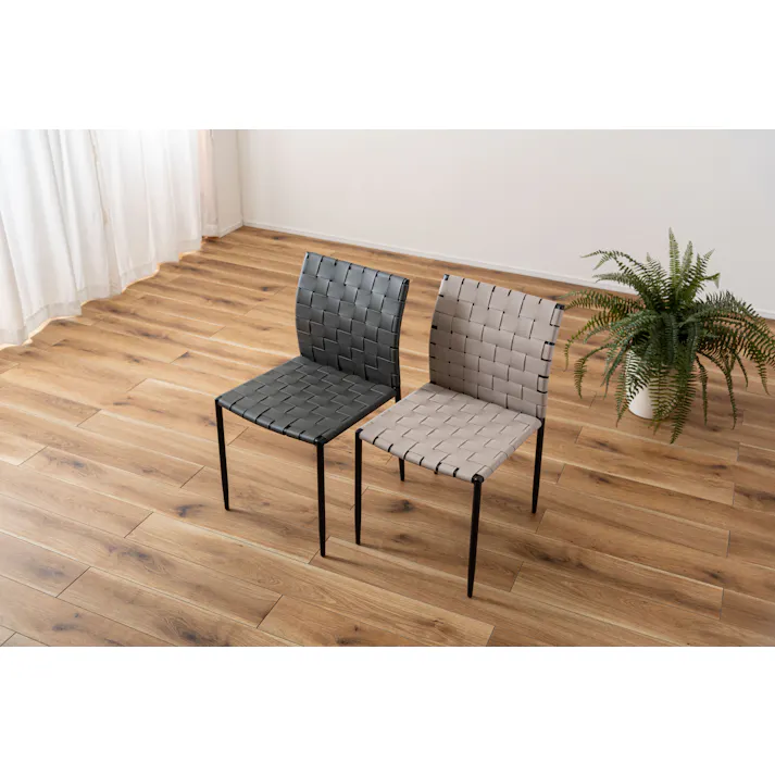 Room Essence チェア W43×D52×H80.5×SH45 ダークグレー 完成品 イス 椅子 ダイニング リビング シンプル モダン おしゃれ アイアン レザー 合皮 PC-822DGY【別送品】