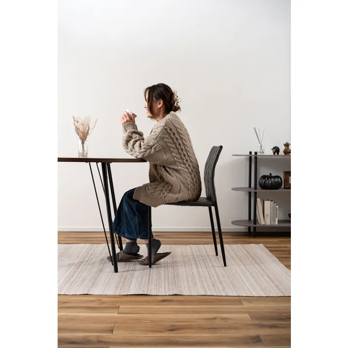 Room Essence チェア W43×D52×H80.5×SH45 ダークグレー 完成品 イス 椅子 ダイニング リビング シンプル モダン おしゃれ アイアン レザー 合皮 PC-822DGY【別送品】