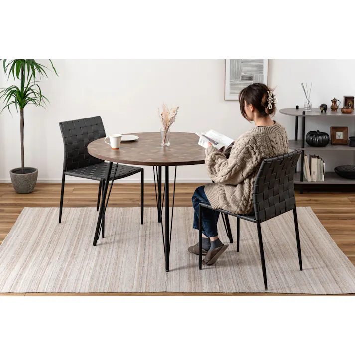 Room Essence チェア W43×D52×H80.5×SH45 ダークグレー 完成品 イス 椅子 ダイニング リビング シンプル モダン おしゃれ アイアン レザー 合皮 PC-822DGY【別送品】