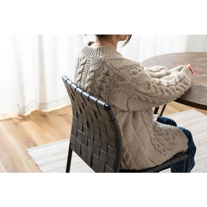 Room Essence チェア W43×D52×H80.5×SH45 ダークグレー 完成品 イス 椅子 ダイニング リビング シンプル モダン おしゃれ アイアン レザー 合皮 PC-822DGY【別送品】