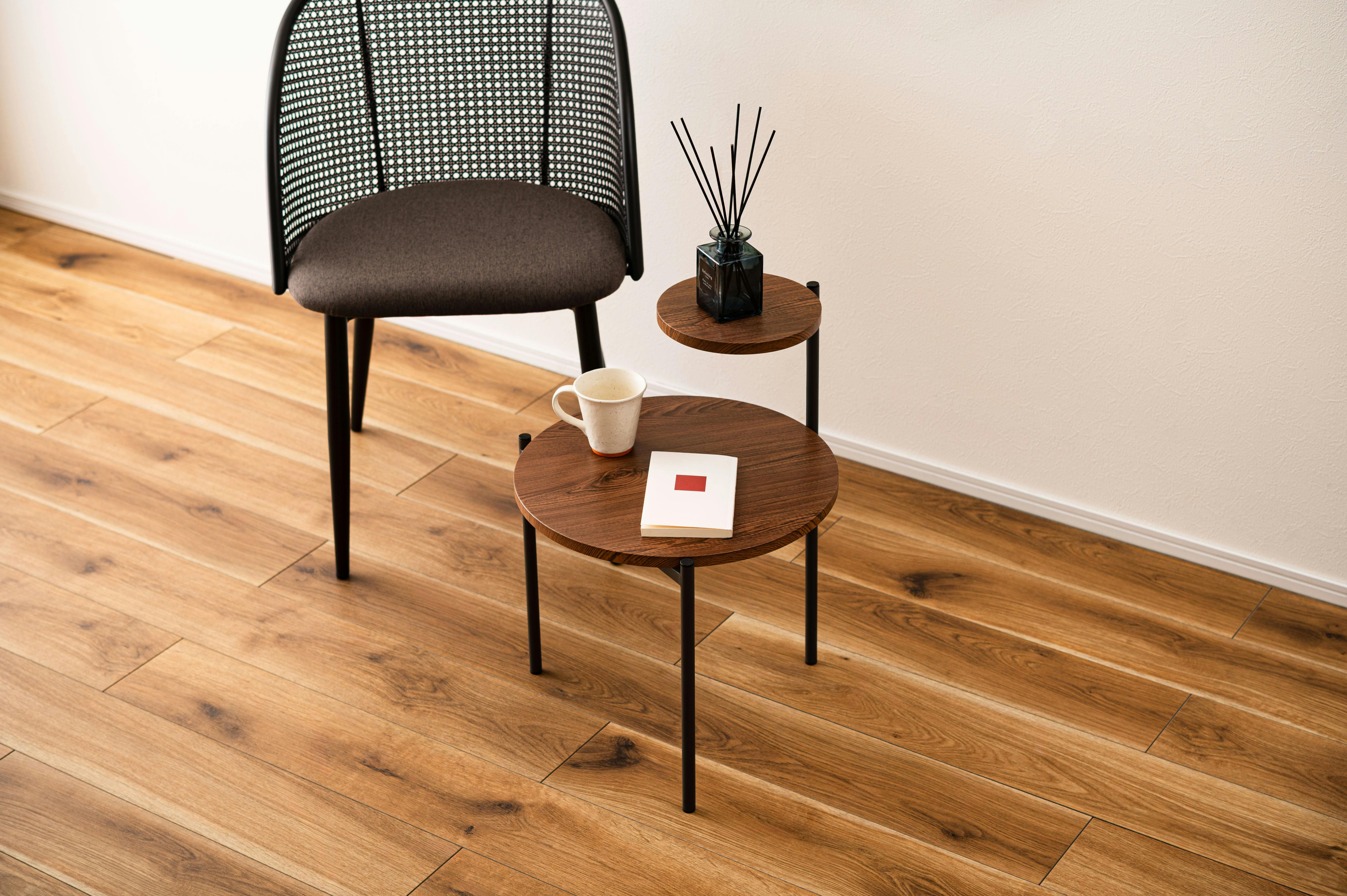 Room Essence サイドテーブル W40×D42×H36/55.5cm ブラウン