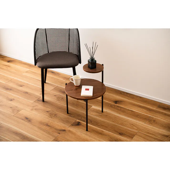 Room Essence サイドテーブル W40×D42×H36/55.5cm ブラウン/ダークグレー 組立式 テーブル 2段 個性的 モダン シンプル コンパクト 北欧 PT-205BRD【別送品】