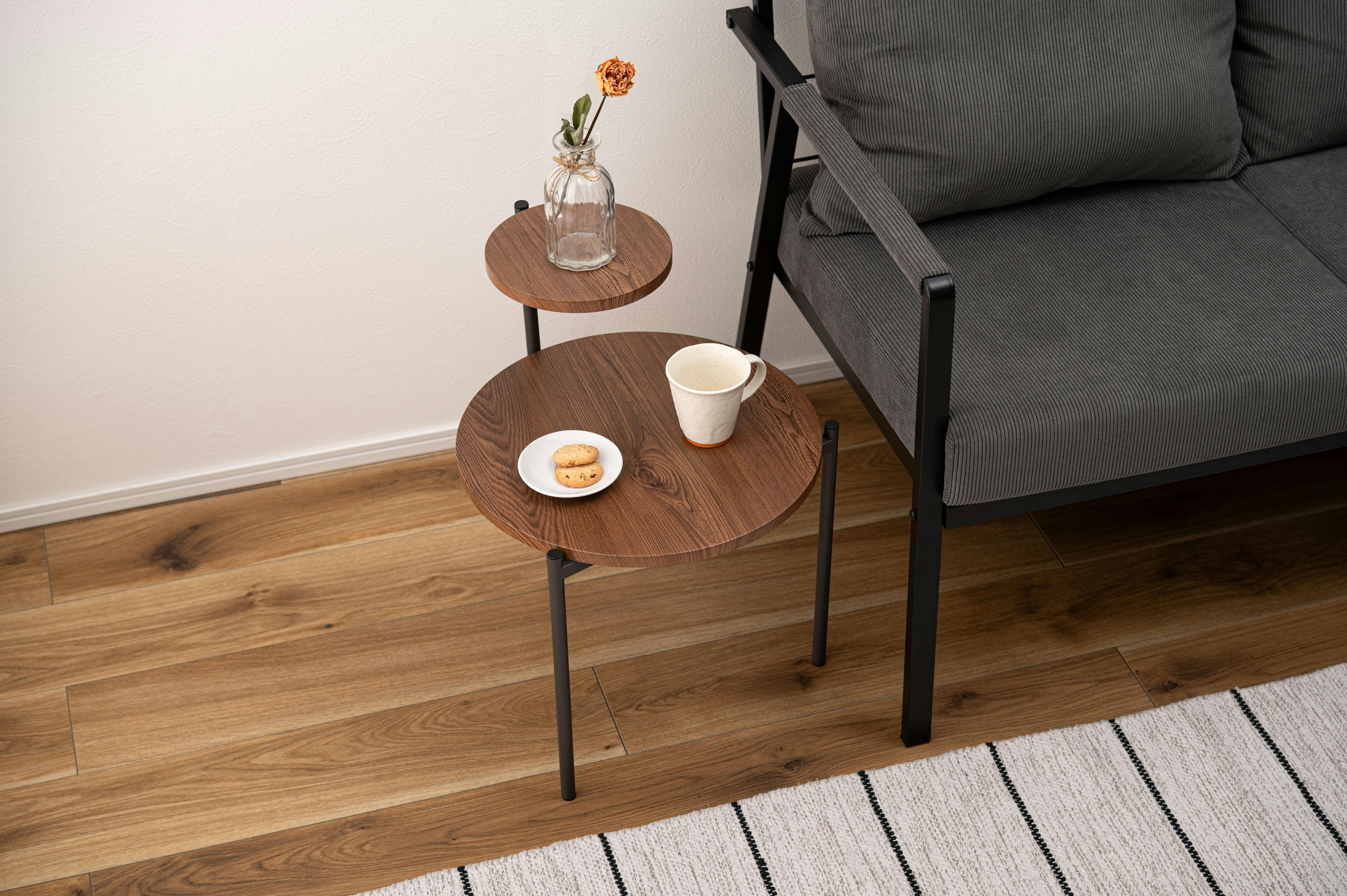 Room Essence サイドテーブル W40×D42×H36/55.5cm ブラウン