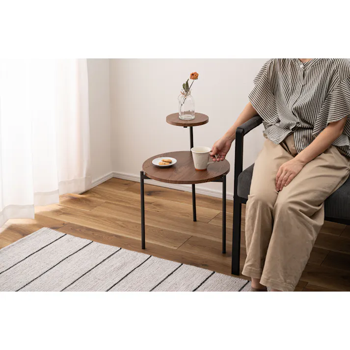 Room Essence サイドテーブル W40×D42×H36/55.5cm ブラウン/ダークグレー 組立式 テーブル 2段 個性的 モダン シンプル コンパクト 北欧 PT-205BRD【別送品】