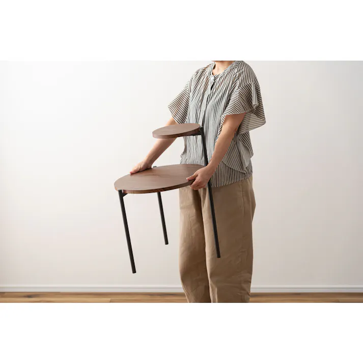 Room Essence サイドテーブル W40×D42×H36/55.5cm ブラウン/ダークグレー 組立式 テーブル 2段 個性的 モダン シンプル コンパクト 北欧 PT-205BRD【別送品】