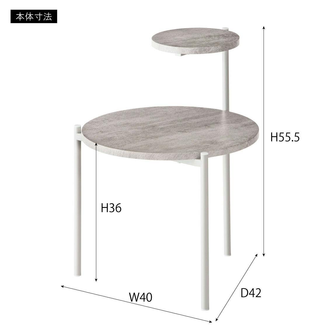RENAISSANCE サイドテーブル Room Essence サイドテーブル W40×D42×H36/55.5cm ダークグレー/グレー