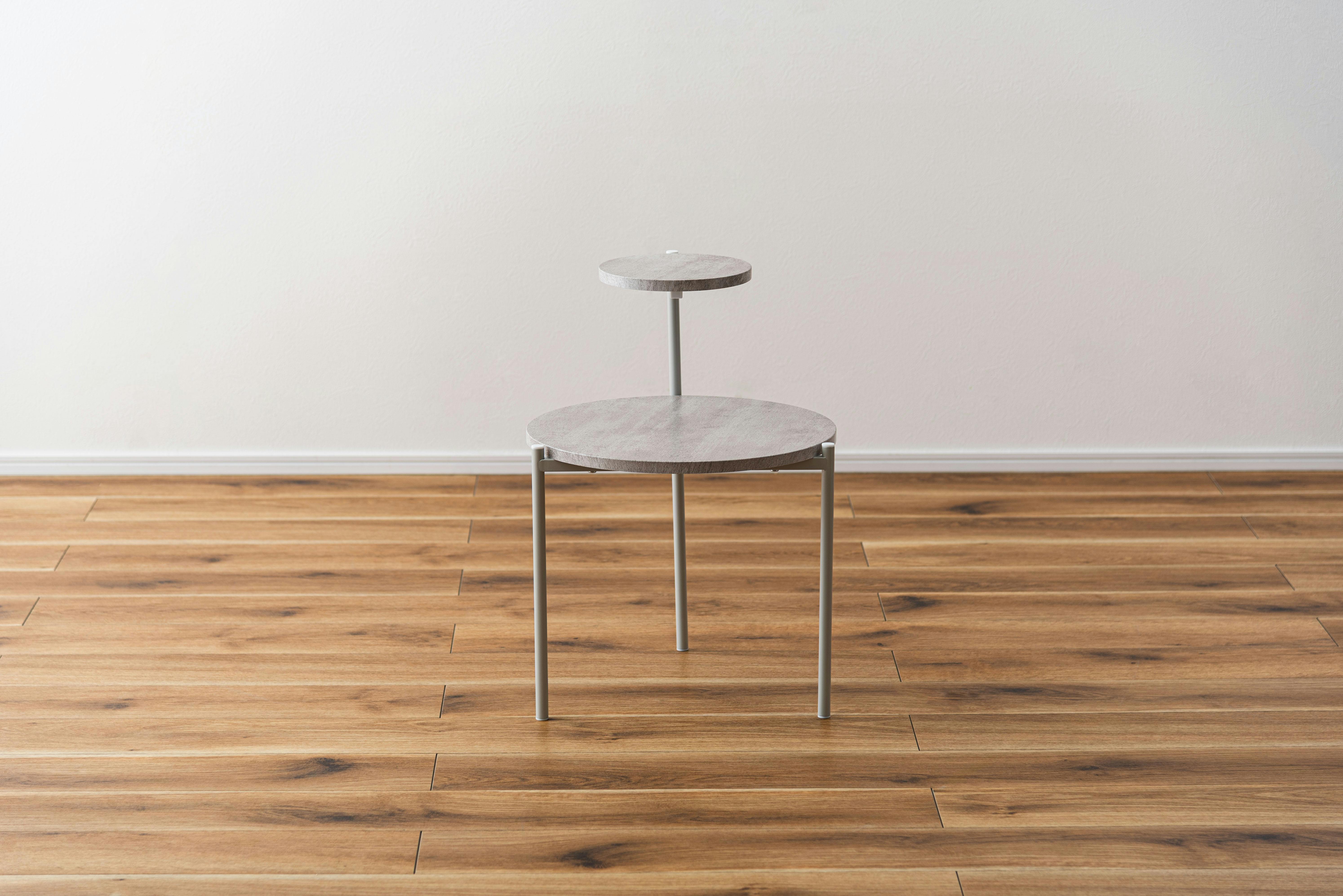 Room Essence サイドテーブル W40×D42×H36/55.5cm ダークグレー/グレー