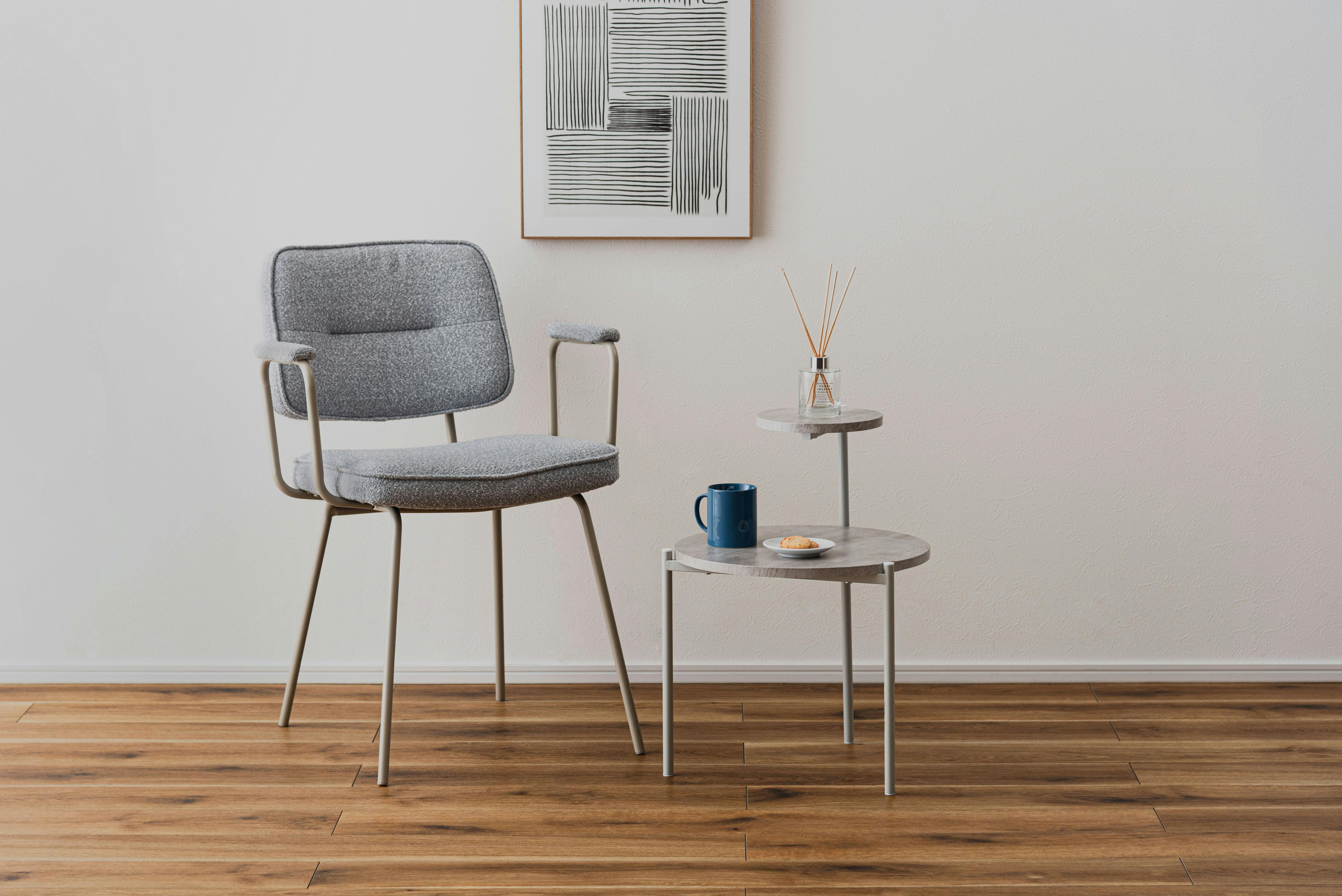 Room Essence サイドテーブル W40×D42×H36/55.5cm ダークグレー/グレー