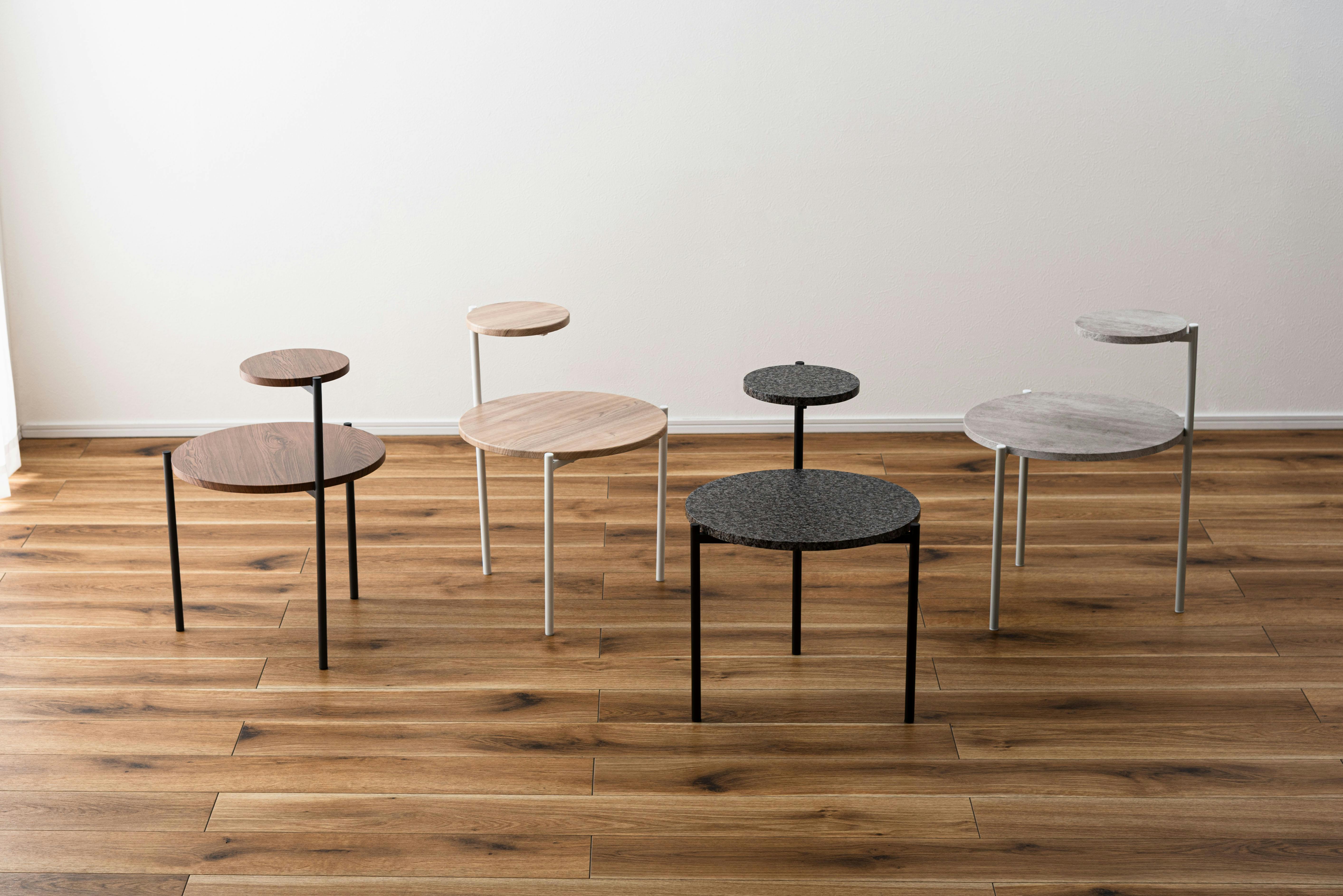 Room Essence サイドテーブル W40×D42×H36/55.5cm ダークグレー/グレー