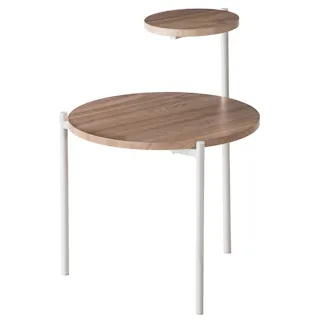 Room Essence サイドテーブル W40×D42×H36/55.5cm ナチュラル/ホワイト 組立式 テーブル 2段 個性的 モダン シンプル コンパクト 北欧 PT-205NAW【別送品】