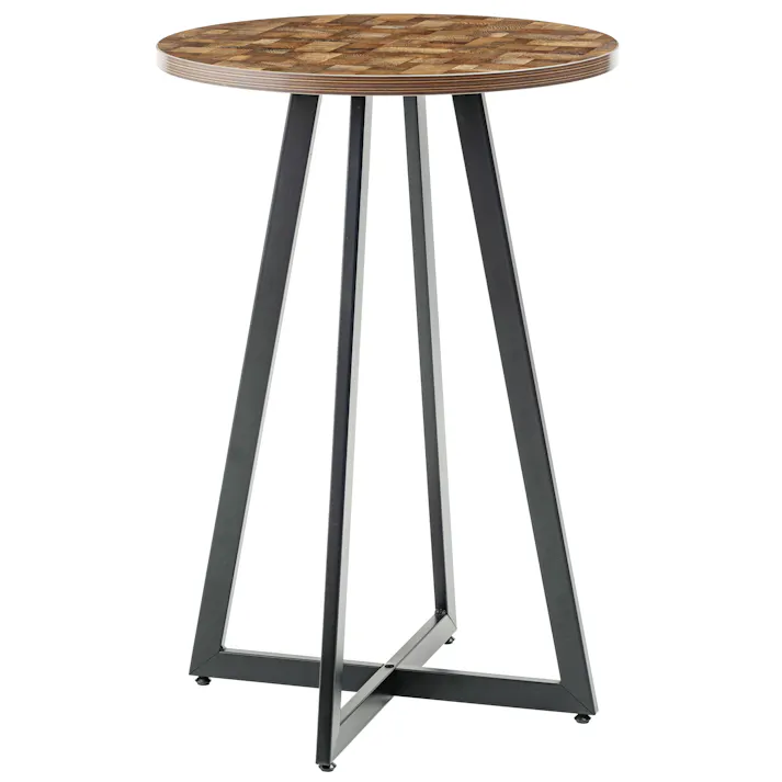 Room Essence ハイテーブル W60×D60×H90.5 ミックス 組立式 テーブル カフェテーブル カウンターテーブル バーテーブル ハイタイプ 木目調 アイアン ブラックスチール アジャスター 丸 シンプル モダン ミックス PT-342MIX【別送品】