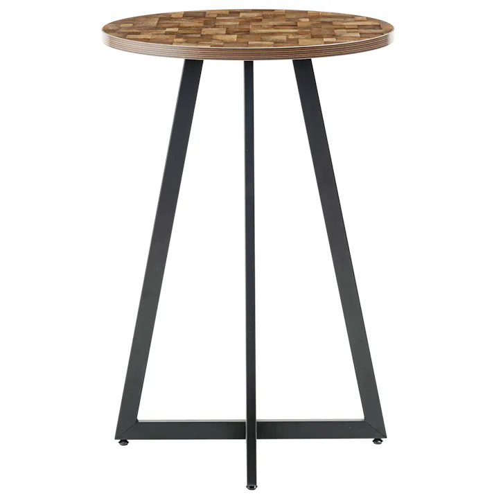 Room Essence ハイテーブル W60×D60×H90.5 ミックス 組立式 テーブル カフェテーブル カウンターテーブル バーテーブル ハイタイプ 木目調 アイアン ブラックスチール アジャスター 丸 シンプル モダン ミックス PT-342MIX【別送品】