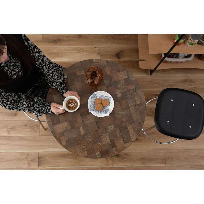 Room Essence ハイテーブル W60×D60×H90.5 ミックス 組立式 テーブル カフェテーブル カウンターテーブル バーテーブル ハイタイプ 木目調 アイアン ブラックスチール アジャスター 丸 シンプル モダン ミックス PT-342MIX【別送品】