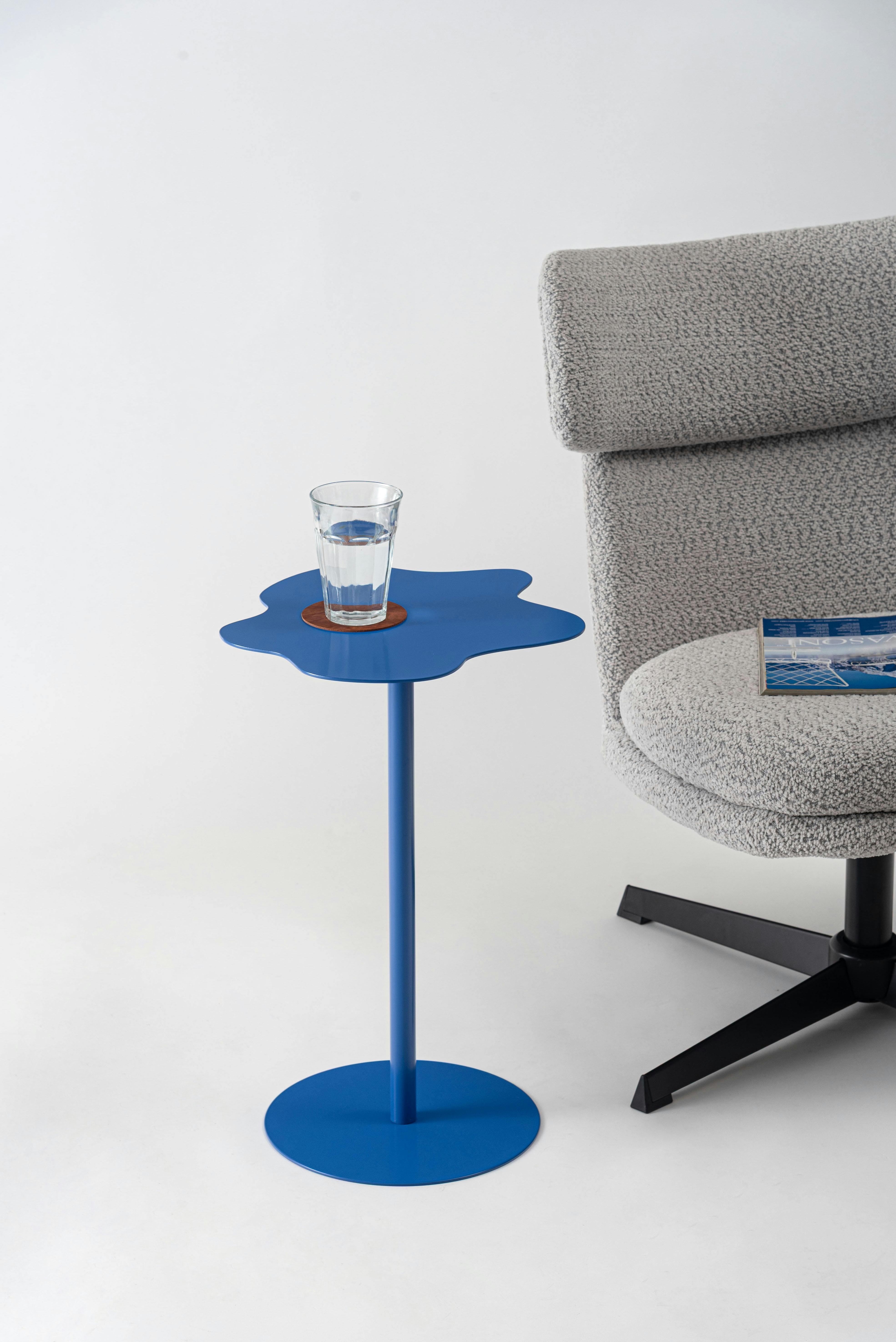 新品ミニテーブル　コの字型　高さ34cm　ブルー 新品ミニテーブル コの字型 高さ34cm ブルー 3way サイドテーブル コの