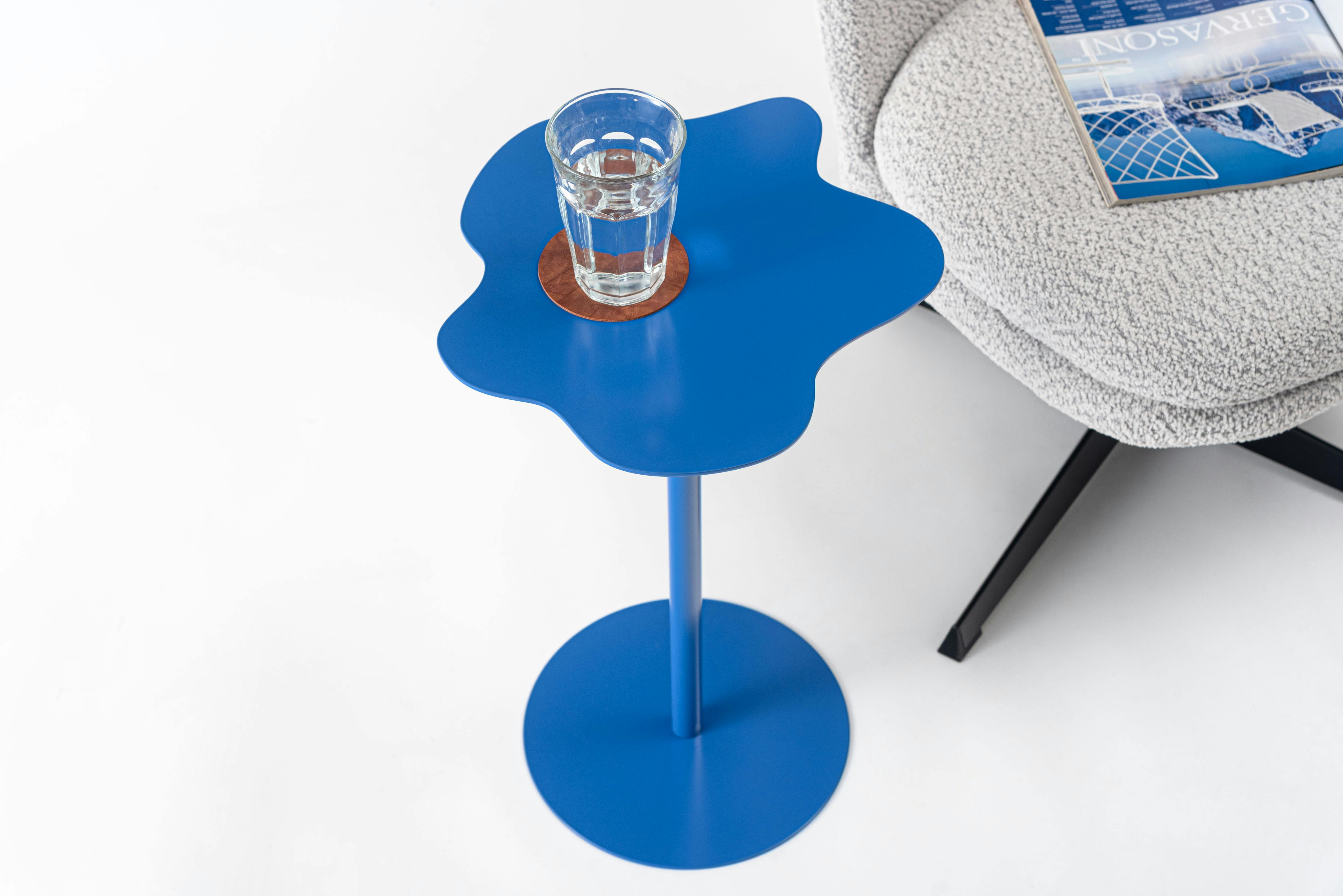 Room Essence サイドテーブル W34×D34×H53 ブルー 組立式 テーブル