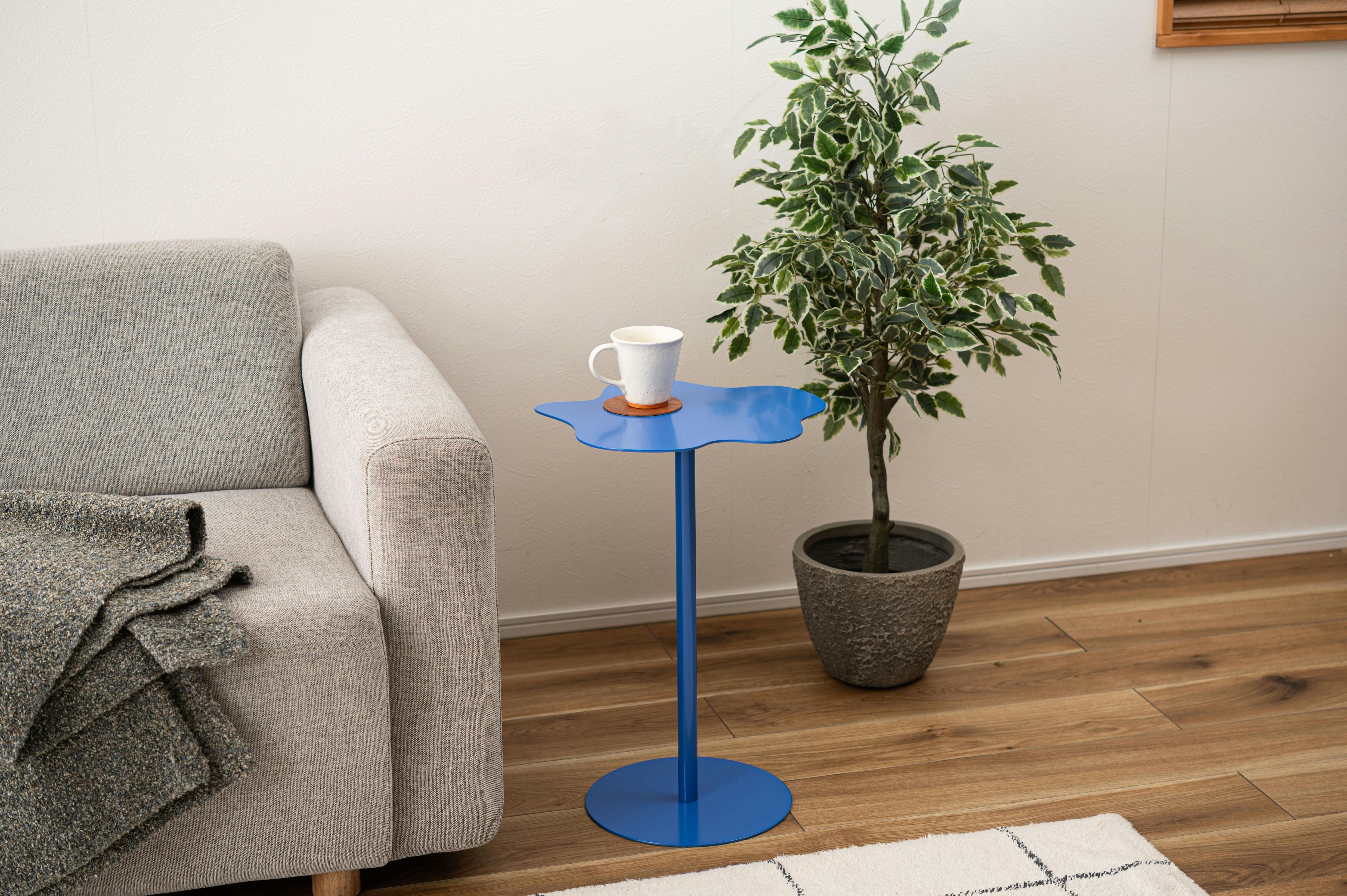 Room Essence サイドテーブル W34×D34×H53 ブルー 組立式 テーブル