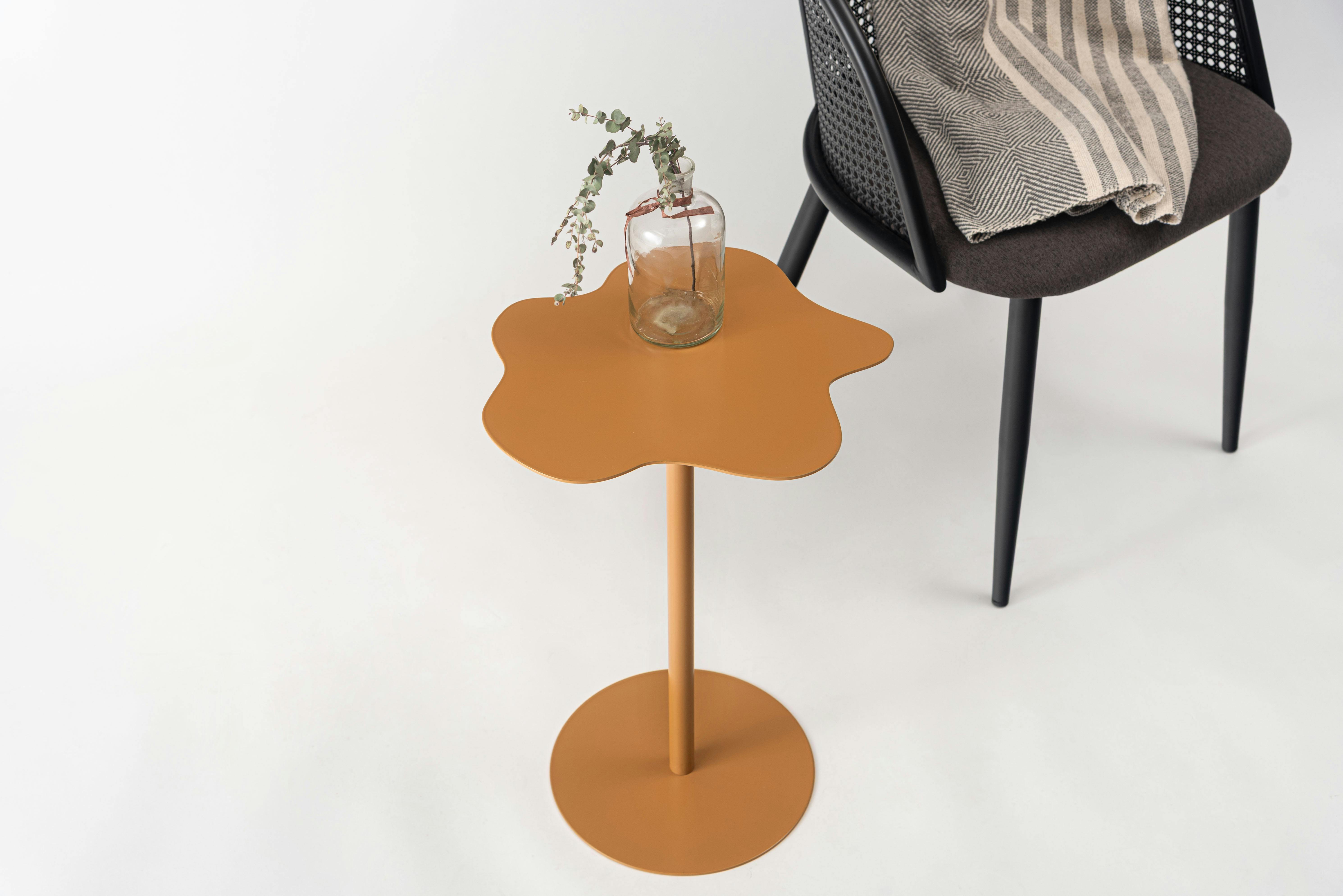 Room Essence サイドテーブル W34×D34×H53 イエロー 組立式 テーブル