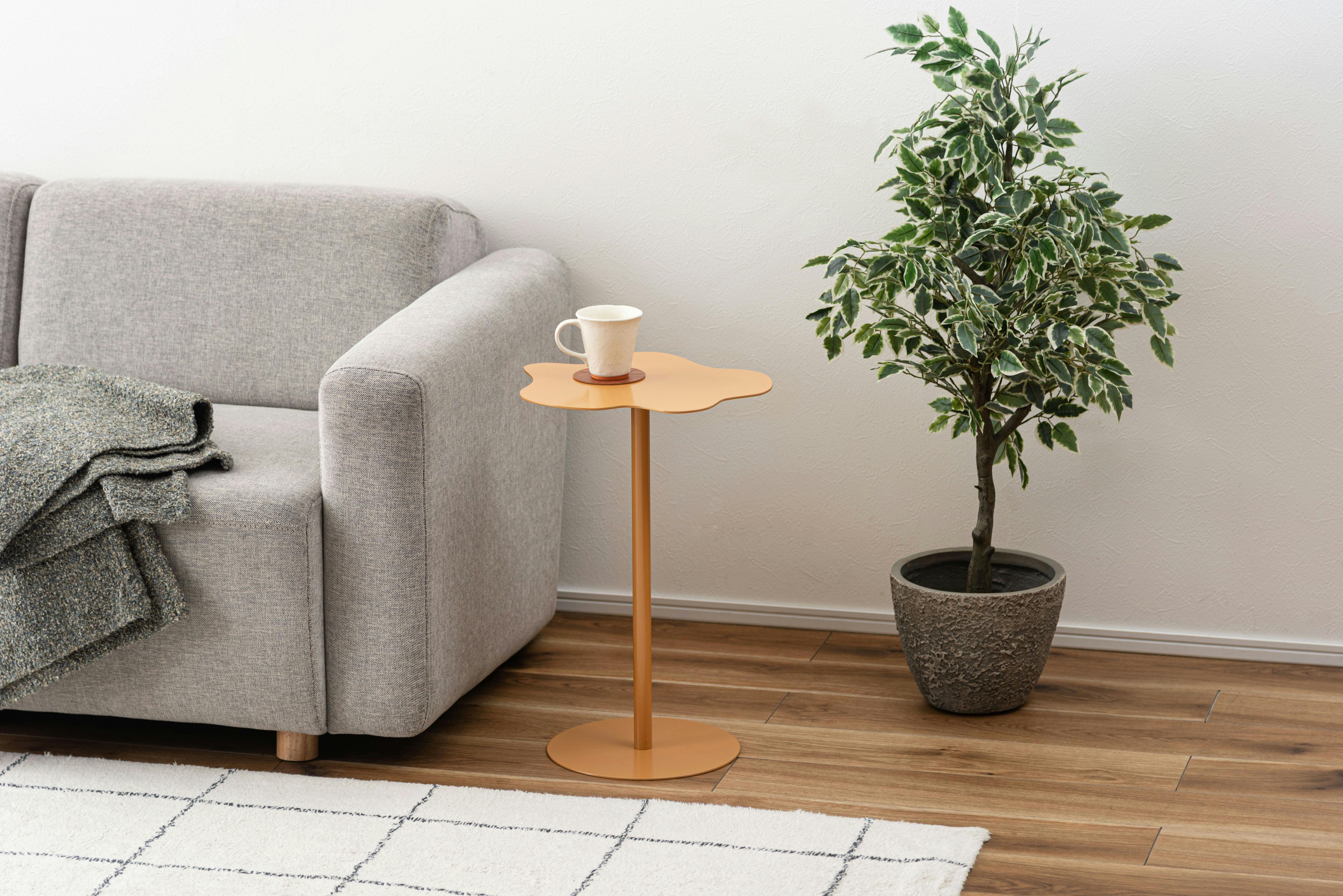 Room Essence サイドテーブル W34×D34×H53 イエロー 組立式 テーブル