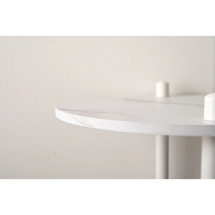 Room Essence オープンラック3段 W155×D38×H76 ホワイト ねじこみ式 収納棚 ディスプレイラック 大理石調 石目調 シック モダン 楕円形 リビング 見せる収納 スチール脚 PT-564WH【別送品】