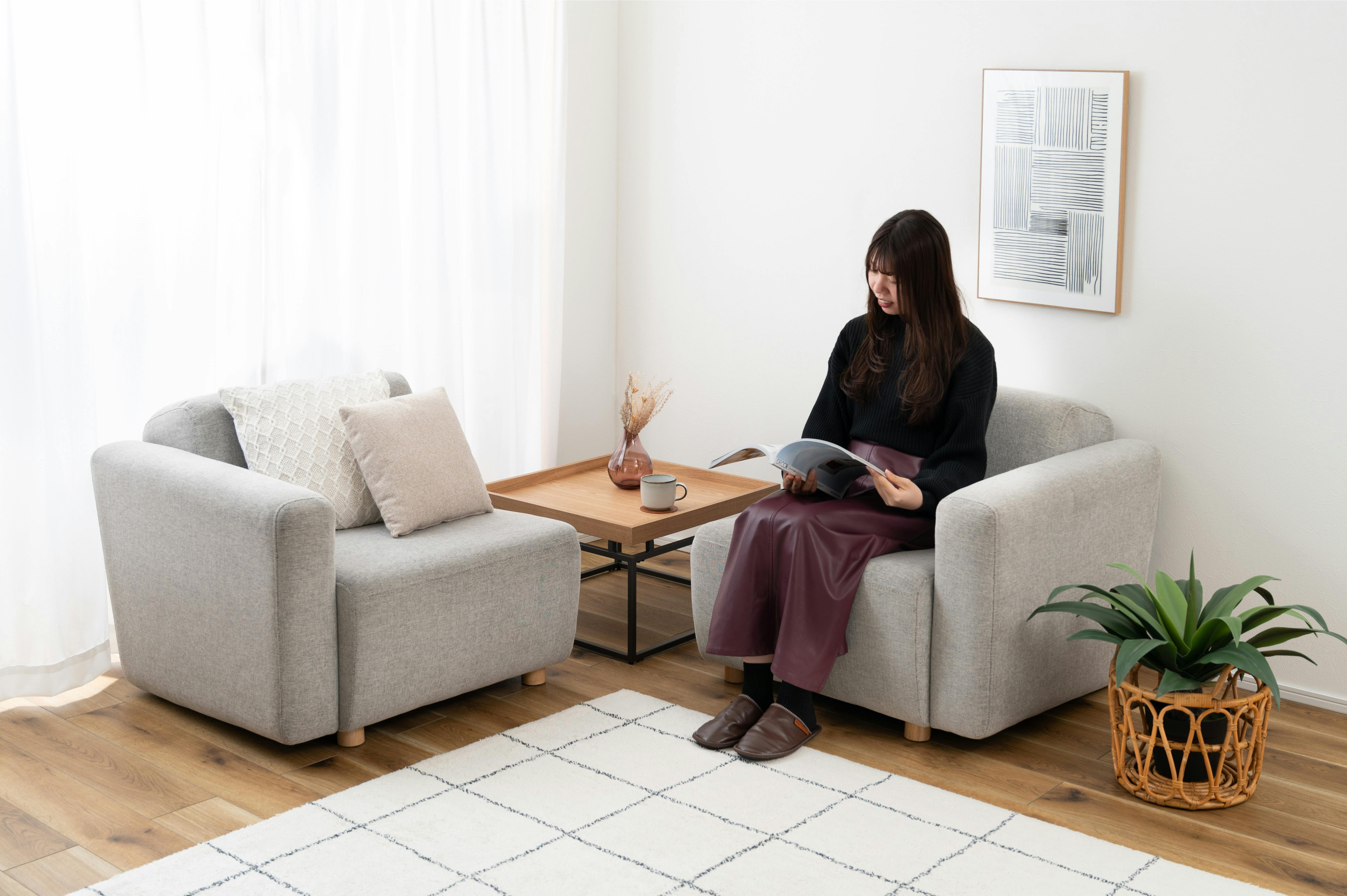 Room Essence リビングテーブル W60×D60×H35 ナチュラル 組立式