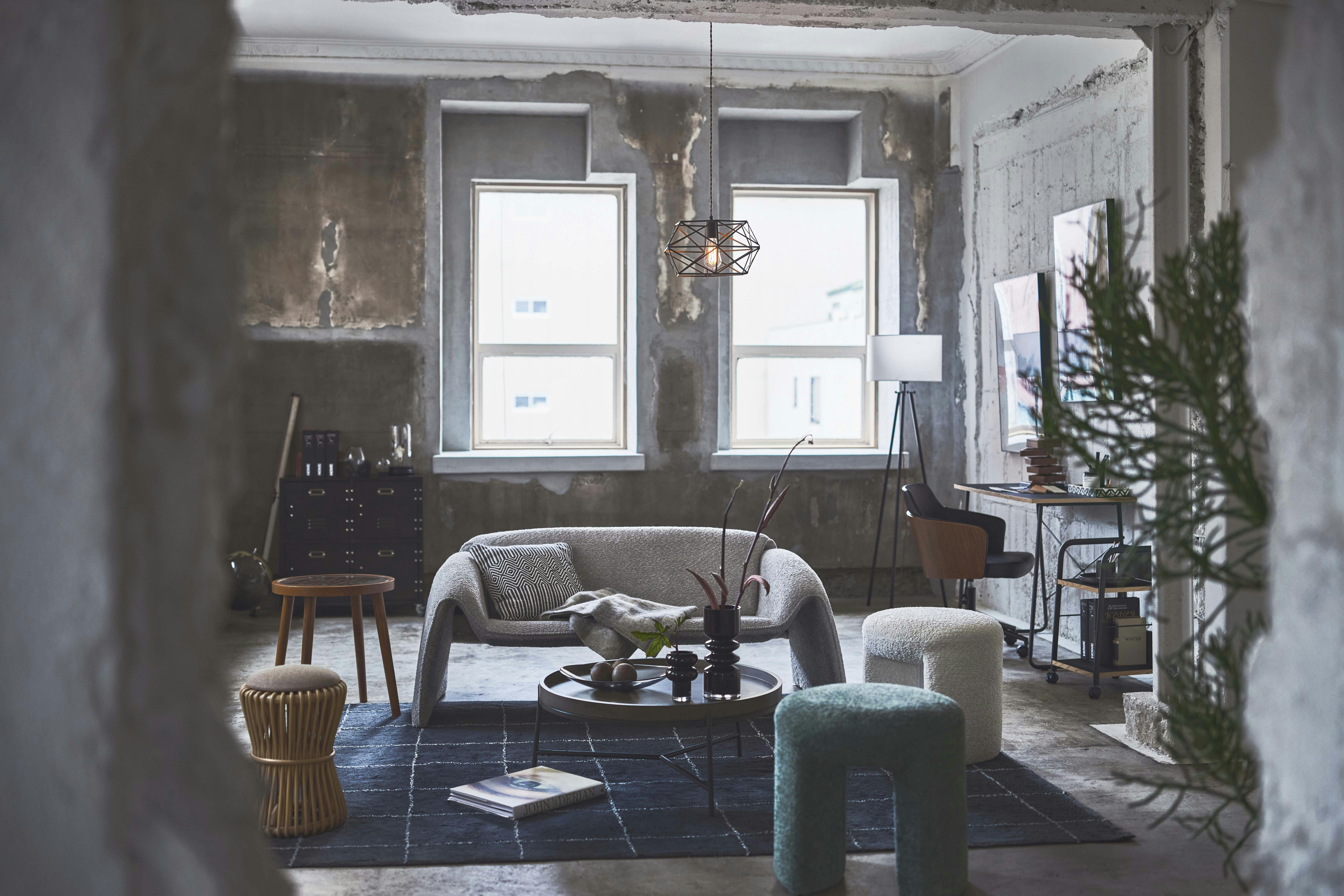 Room Essence ラウンドテーブル W79×D79×H32.5 グレー 組立式 テーブル