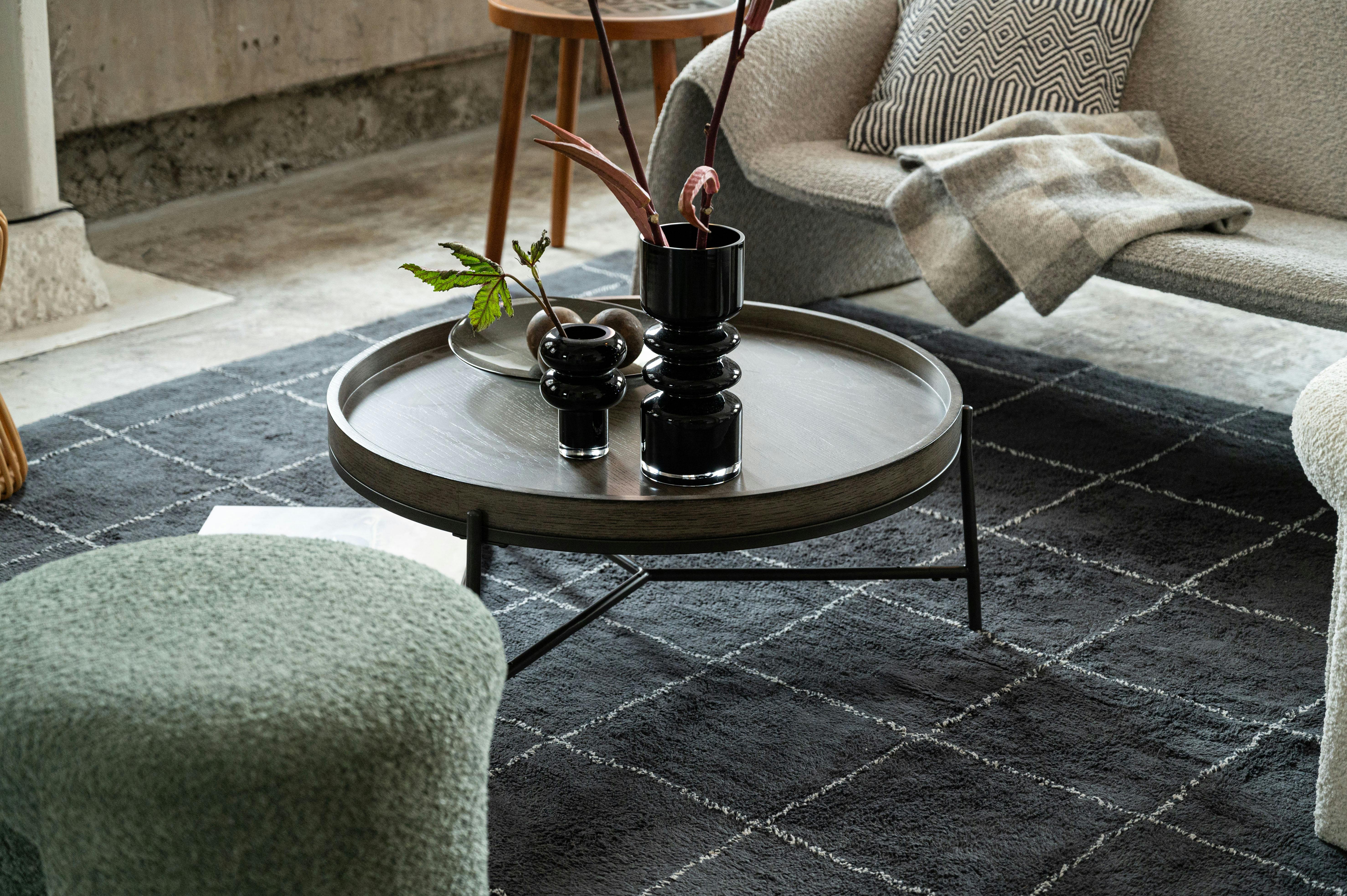 Room Essence ラウンドテーブル W79×D79×H32.5 グレー 組立式 テーブル