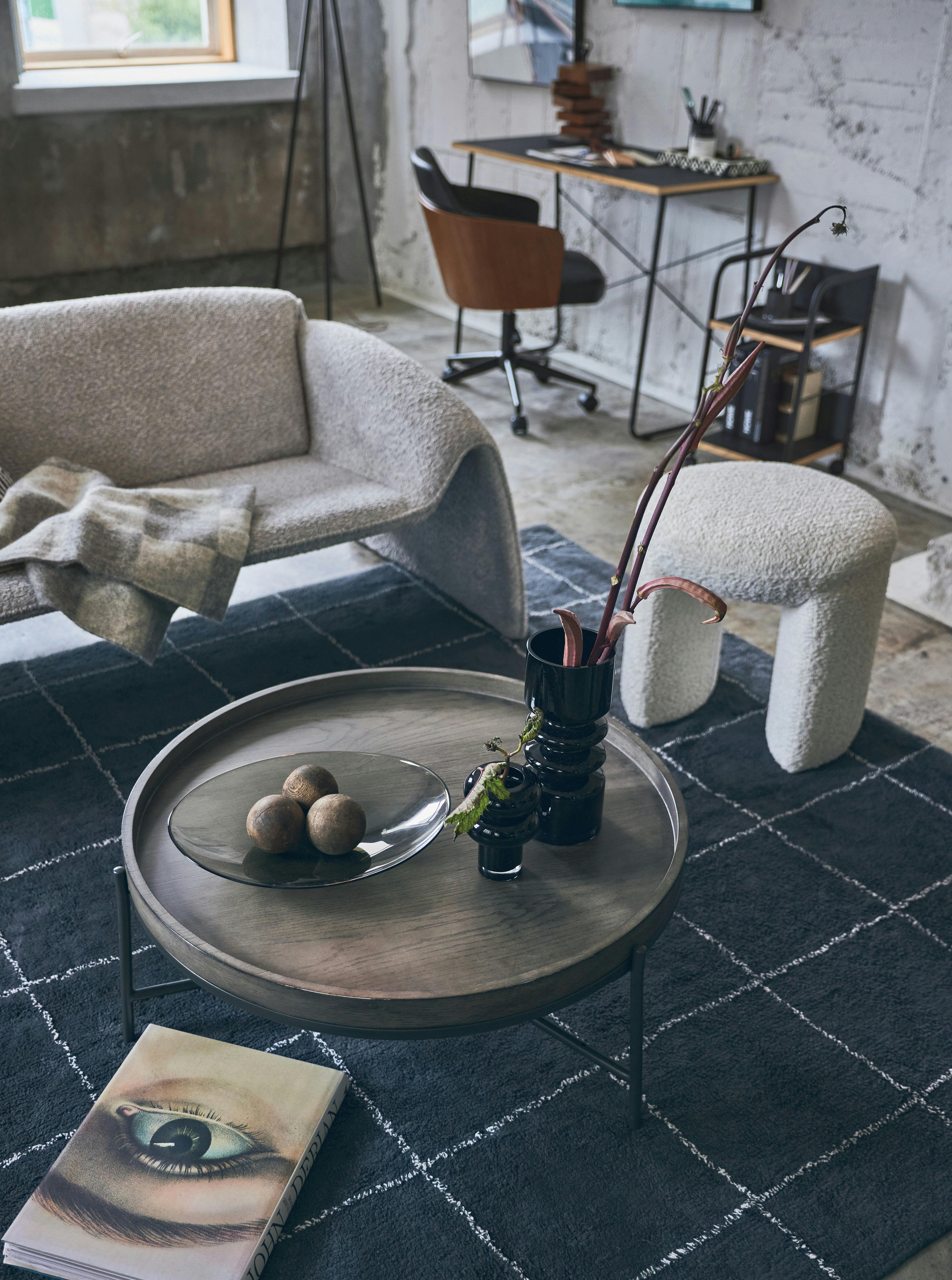 Room Essence ラウンドテーブル W79×D79×H32.5 グレー 組立式 テーブル