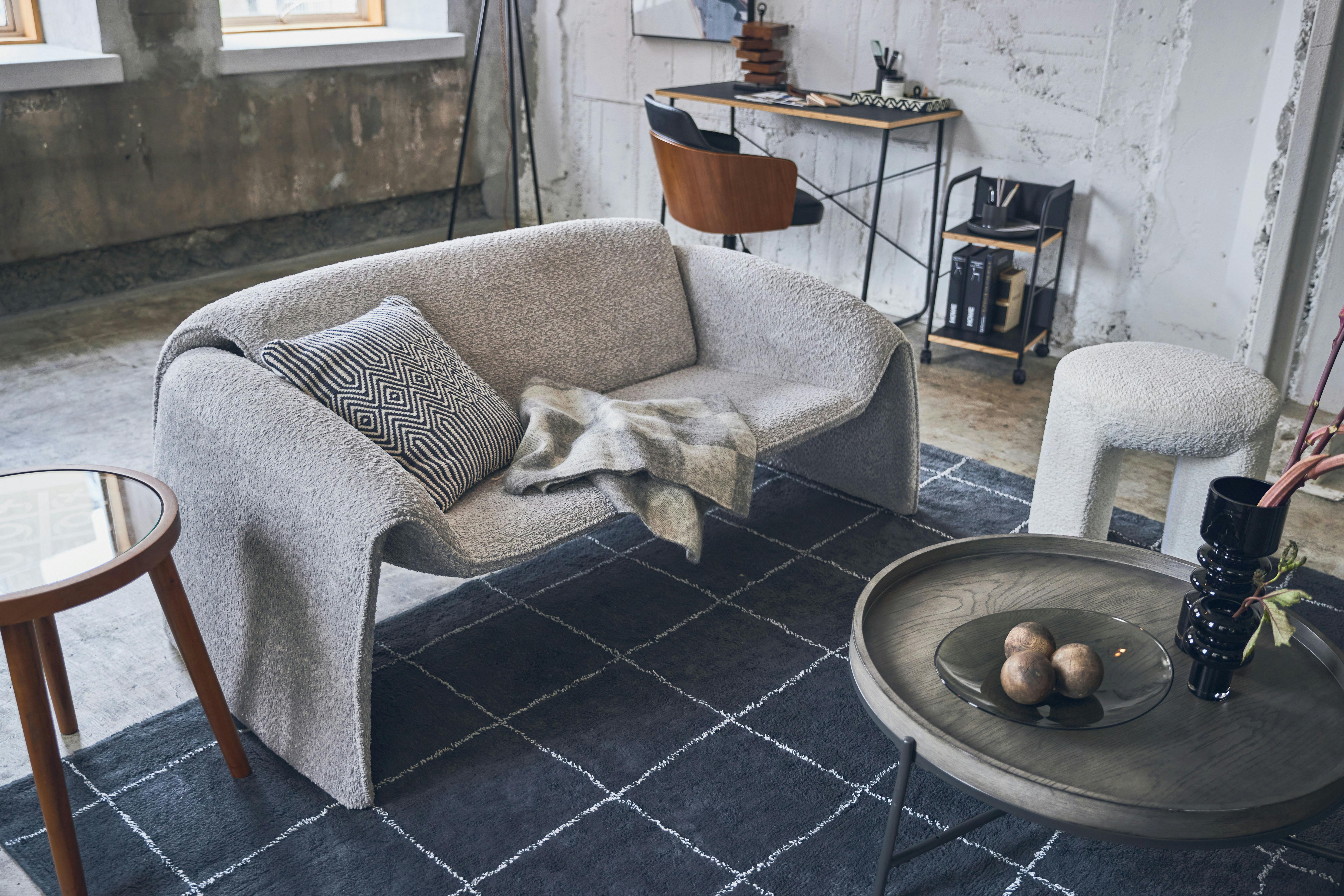 Room Essence ラウンドテーブル W79×D79×H32.5 グレー 組立式 テーブル