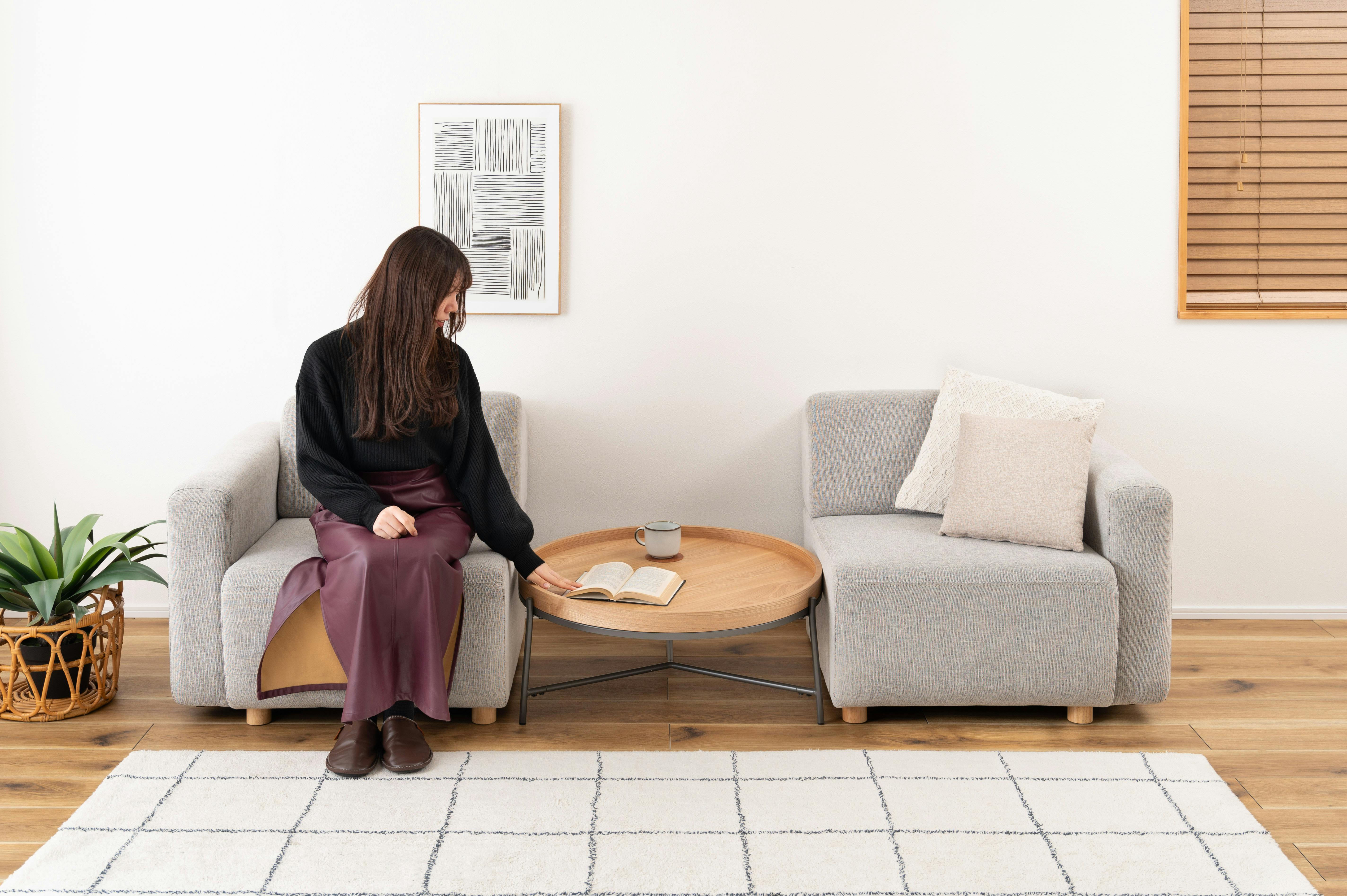 Room Essence ラウンドテーブル W79×D79×H32.5 ナチュラル 組立式