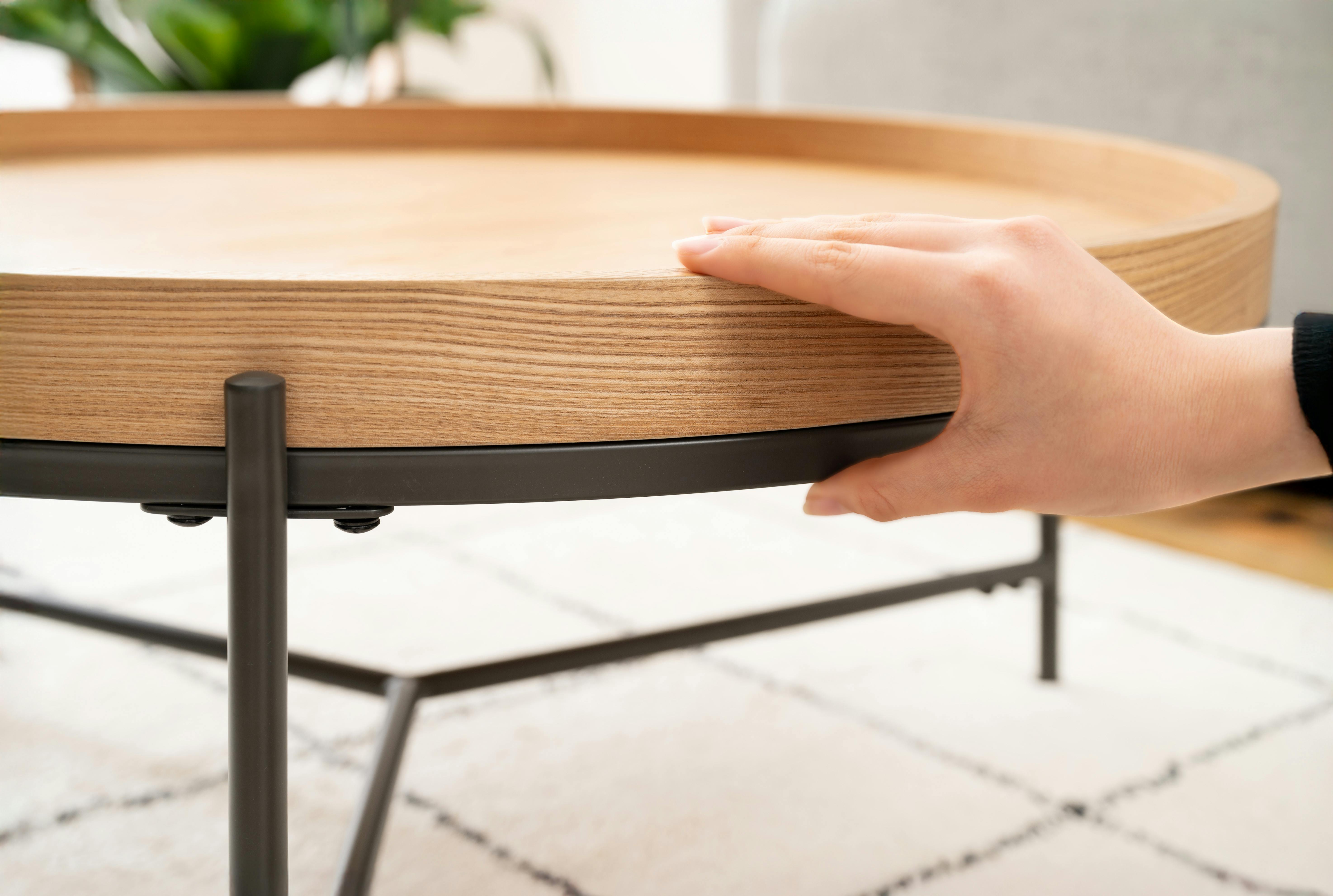 Room Essence ラウンドテーブル W79×D79×H32.5 ナチュラル 組立式