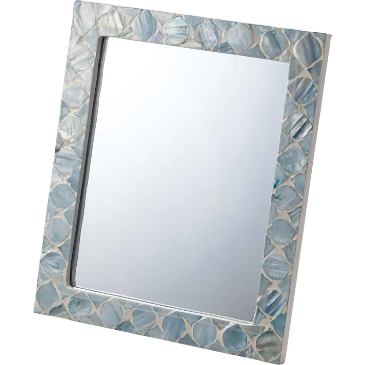 Room Essence ミラー W21×D2×H25 ブルー 完成品 マザーオブパールシェル パール貝 貝 海岸 天然 高級感 ラグジュアリー ナチュラル モダン アジアン ヨーロッパ 軽量 フェミニン シンプル かわいい おしゃれ パール SLY-602A【別送品】