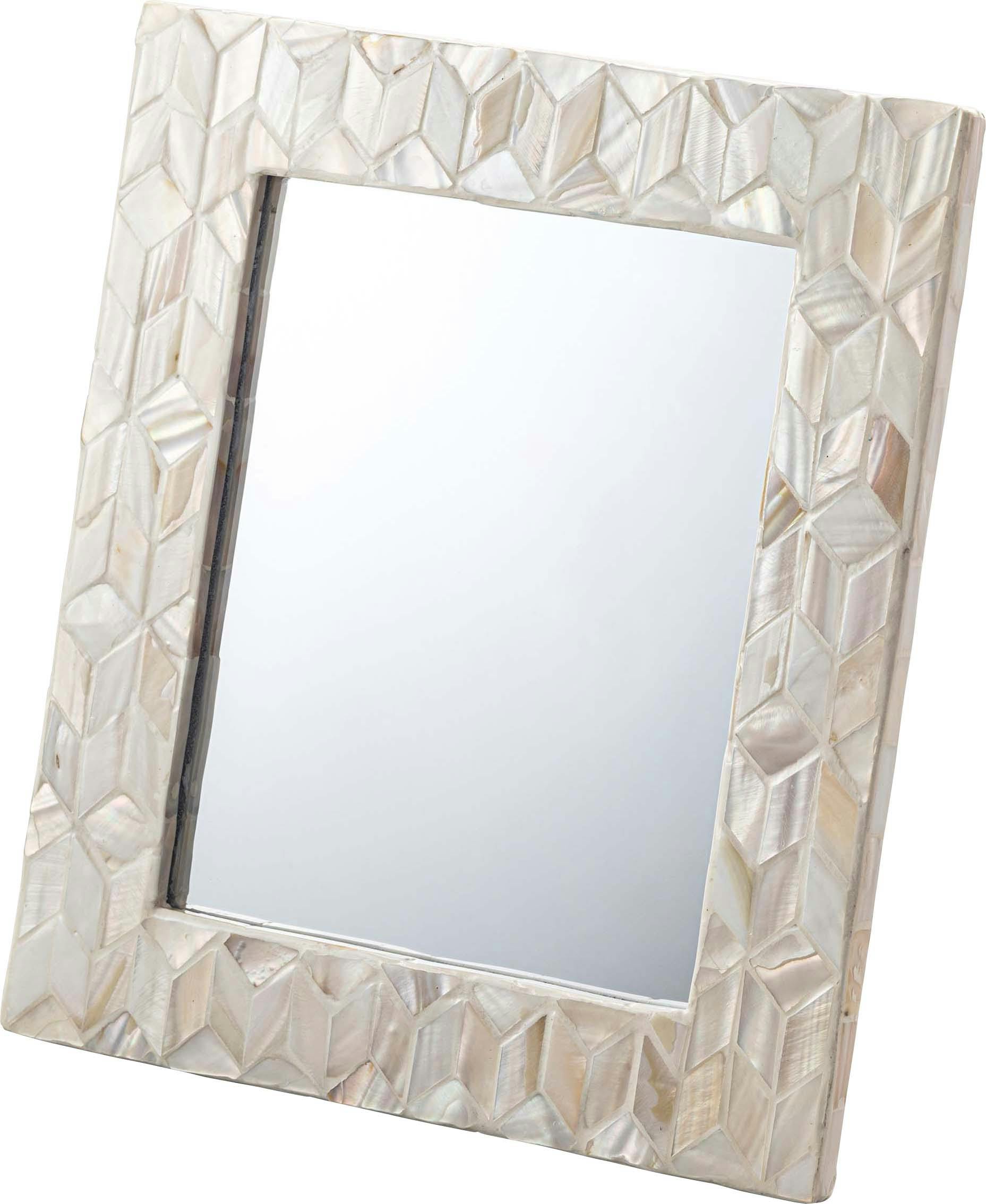 Room Essence ミラー W21×D2×H25 ホワイト 完成品 マザーオブパールシェル パール貝 貝 海岸 天然 高級感 ラグジュアリー ナチュラル スタンドミラー