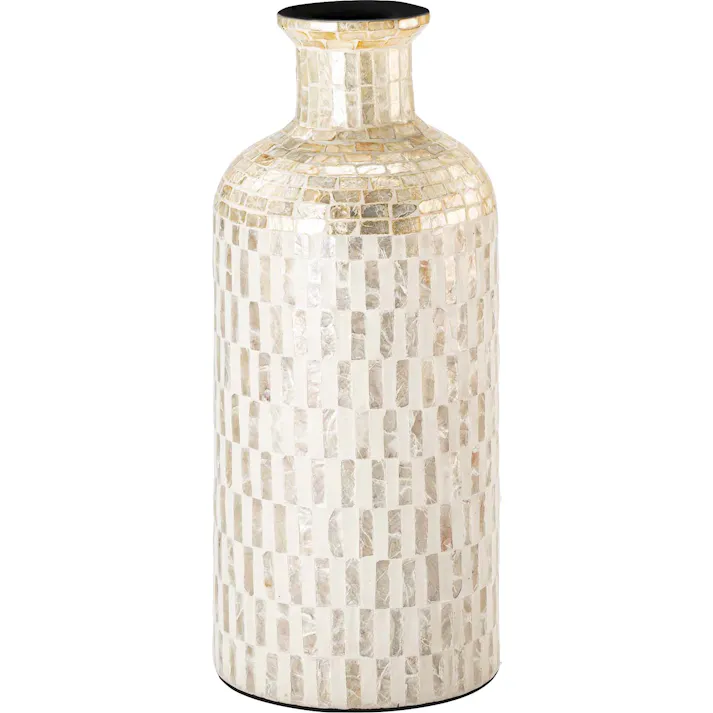 Room Essence ベースオブジェL W19×D19×H45 完成品 フラワーベース マザーオブパールシェル パール貝 貝 海岸 天然 高級感 ラグジュアリー モダン アジアン ヨーロッパ 軽量 フェミニン シンプル 白 ホワイト かわいい おしゃれ SLY-604L【別送品】